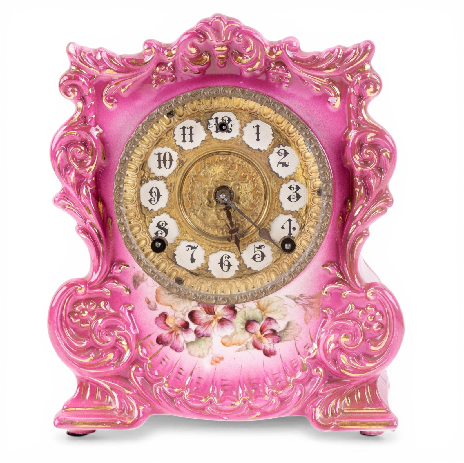 20C Porcelain Mantel Clock, Gilbert Movement (1 of 12)