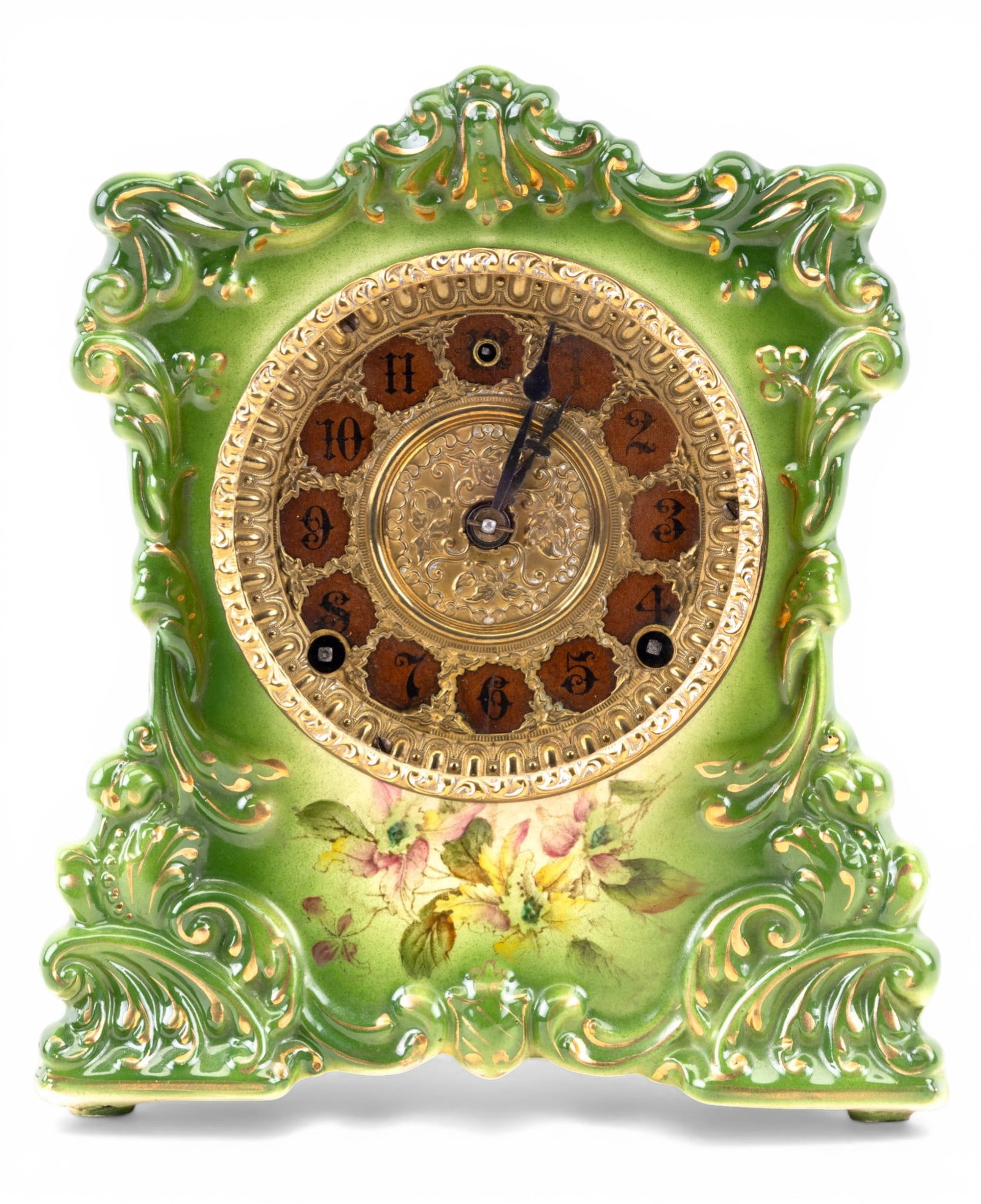 20C Porcelain Mantel Clock, Gilbert Clock Co. (1 of 15)