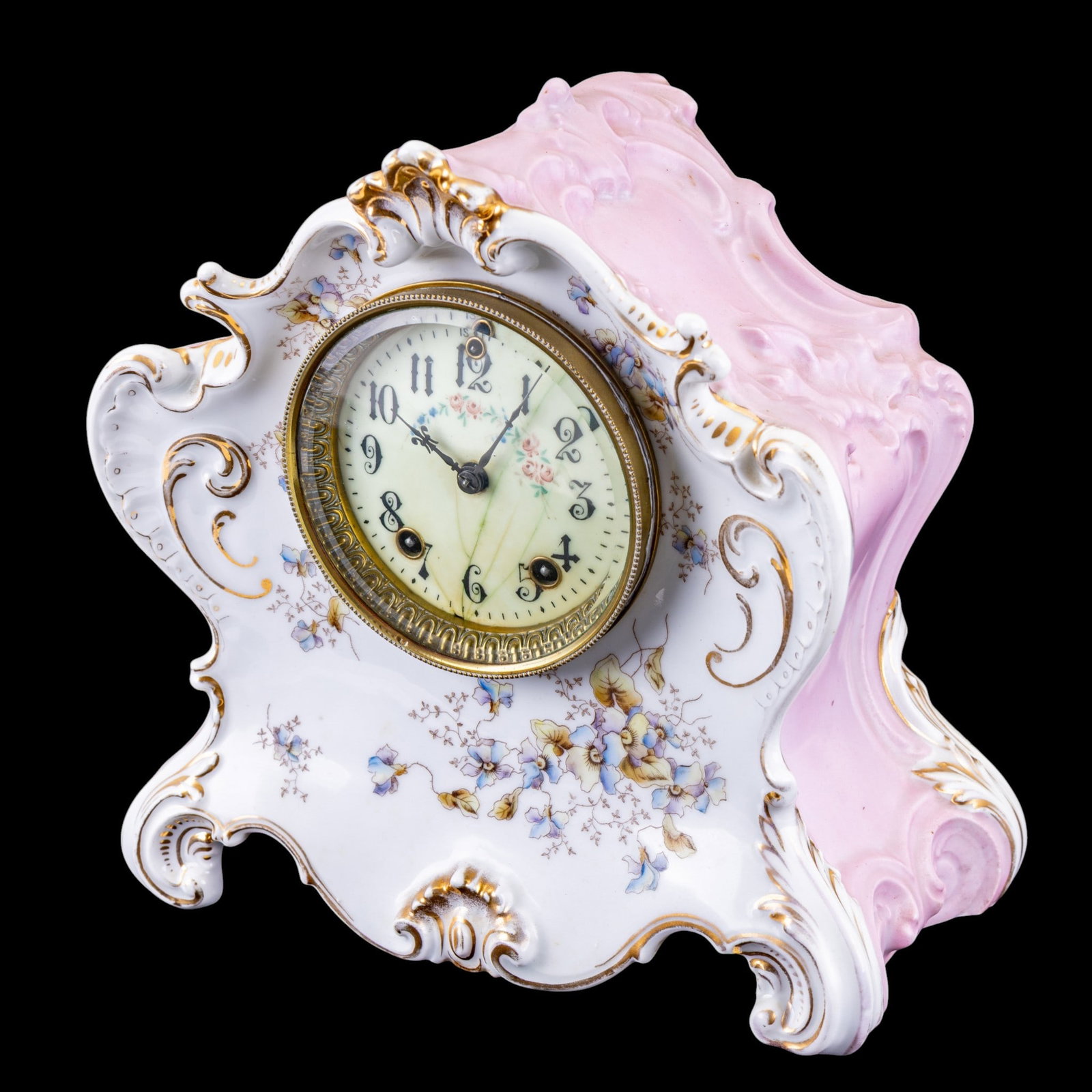 Antique Gilbert Porcelain Mantel Clock (1 of 9)
