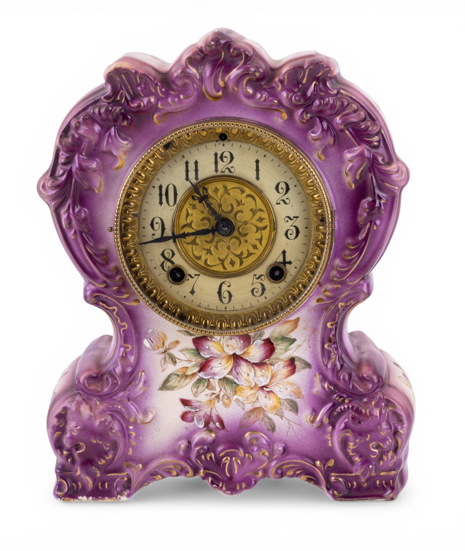 Antique Gilbert Porcelain Mantel Clock (1 of 13)