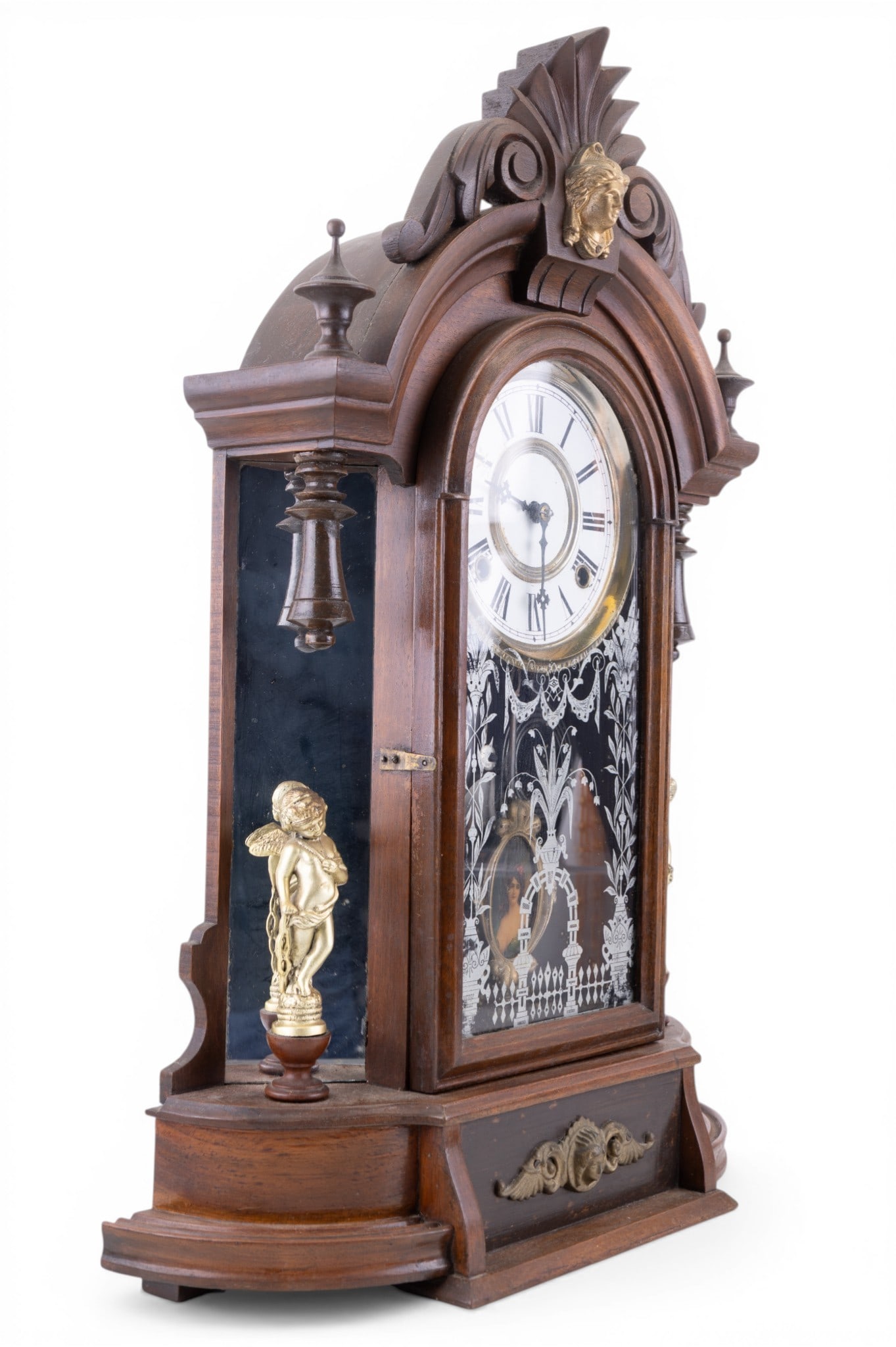 Antique Walnut Parlor Clock - 4