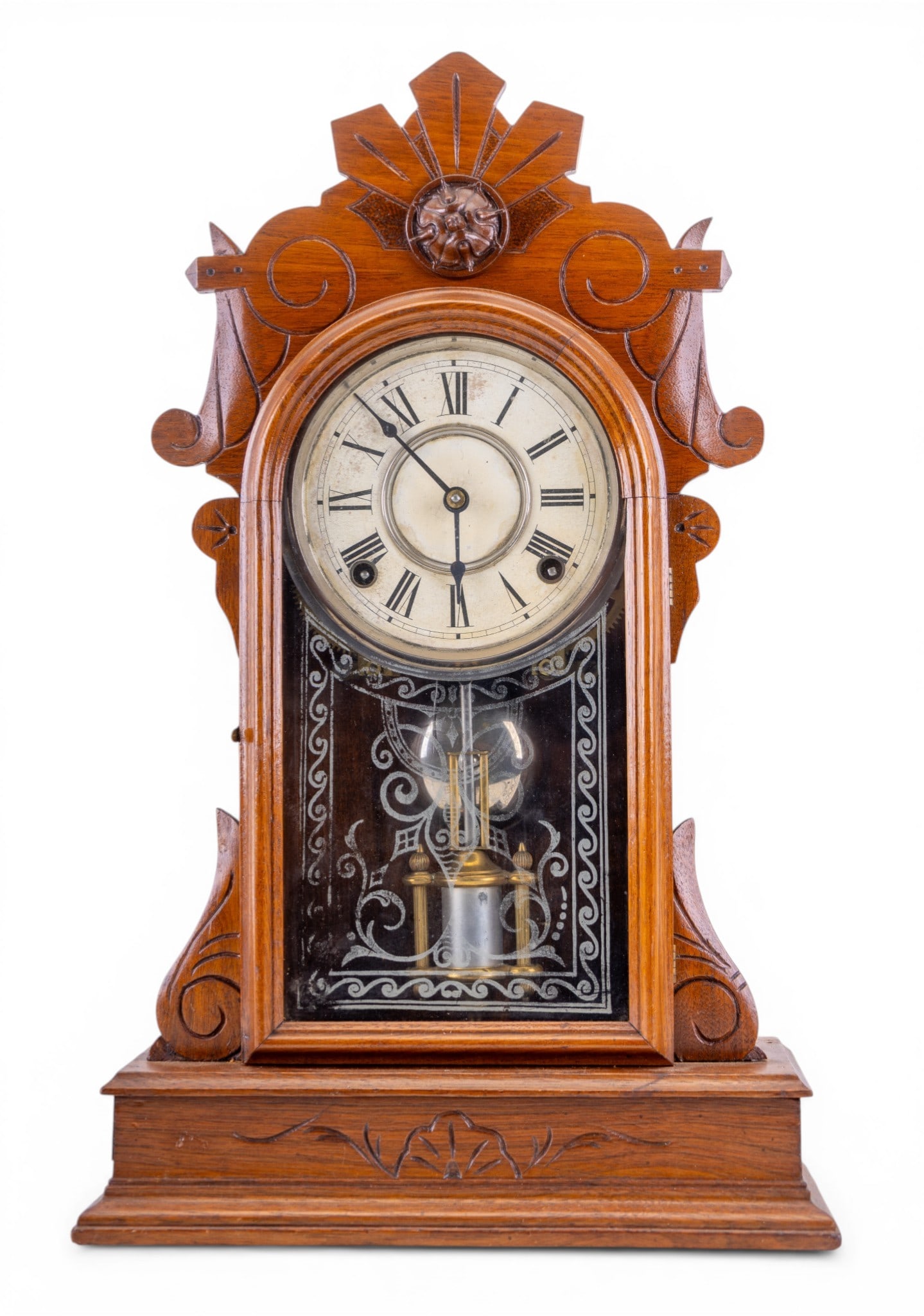 Gilbert Parlor Clock w/ Painted Glass Panel (1 of 11)