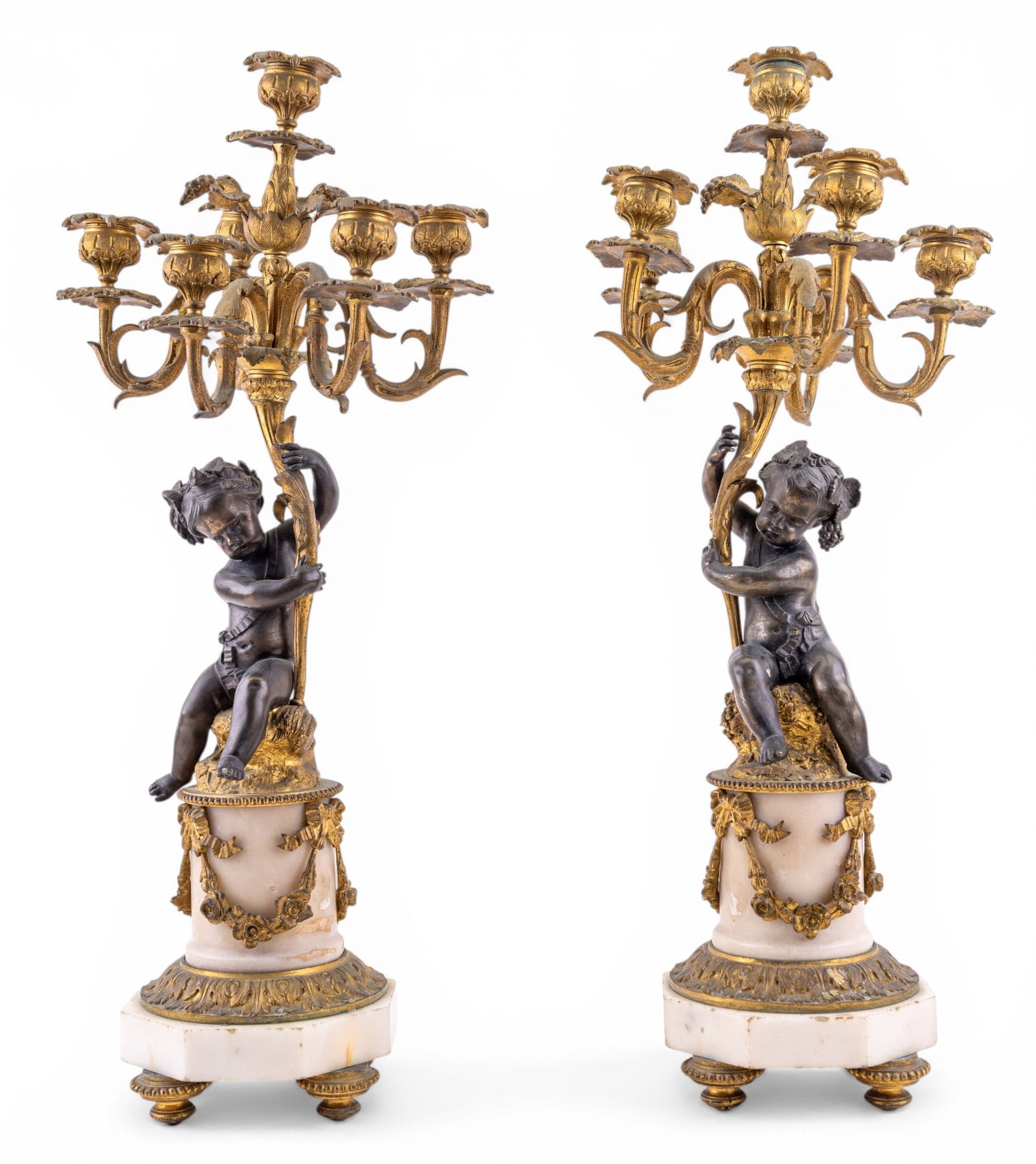 Pair of Bronze Figural Cherub Candelabra (1 of 11)