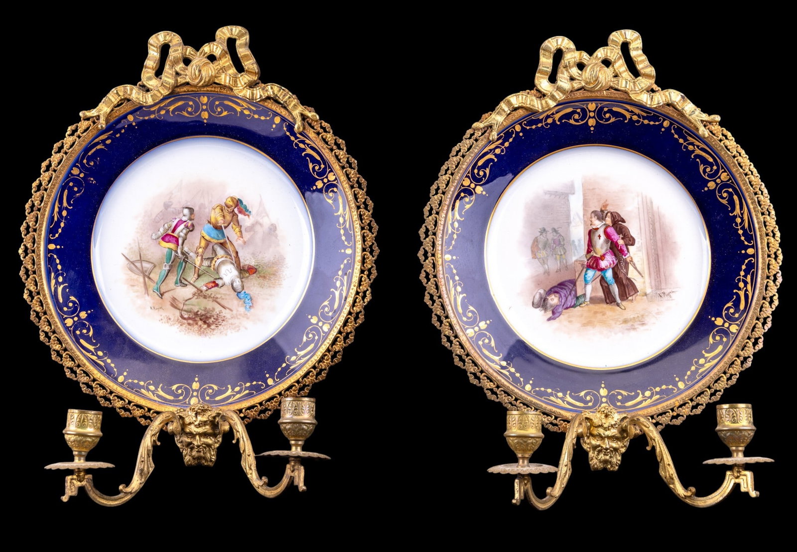 Antique French Ormolu Sevres Plate Sconces (1 of 10)