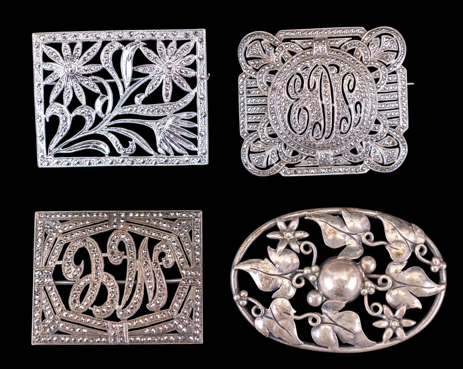 Sterling Monogram and Other Brooches (1 of 2)