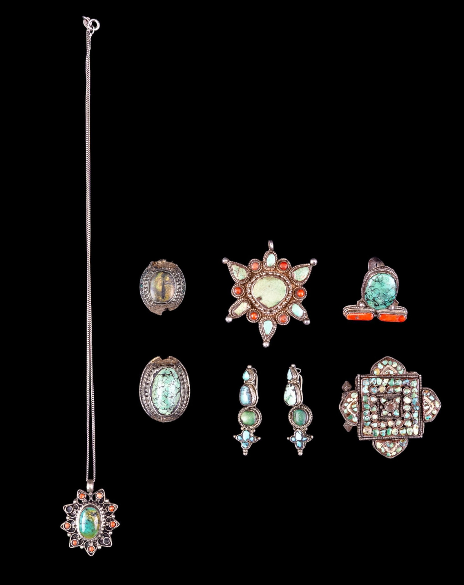 Tibetan Turquoise and Silver Jewelry (1 of 7)