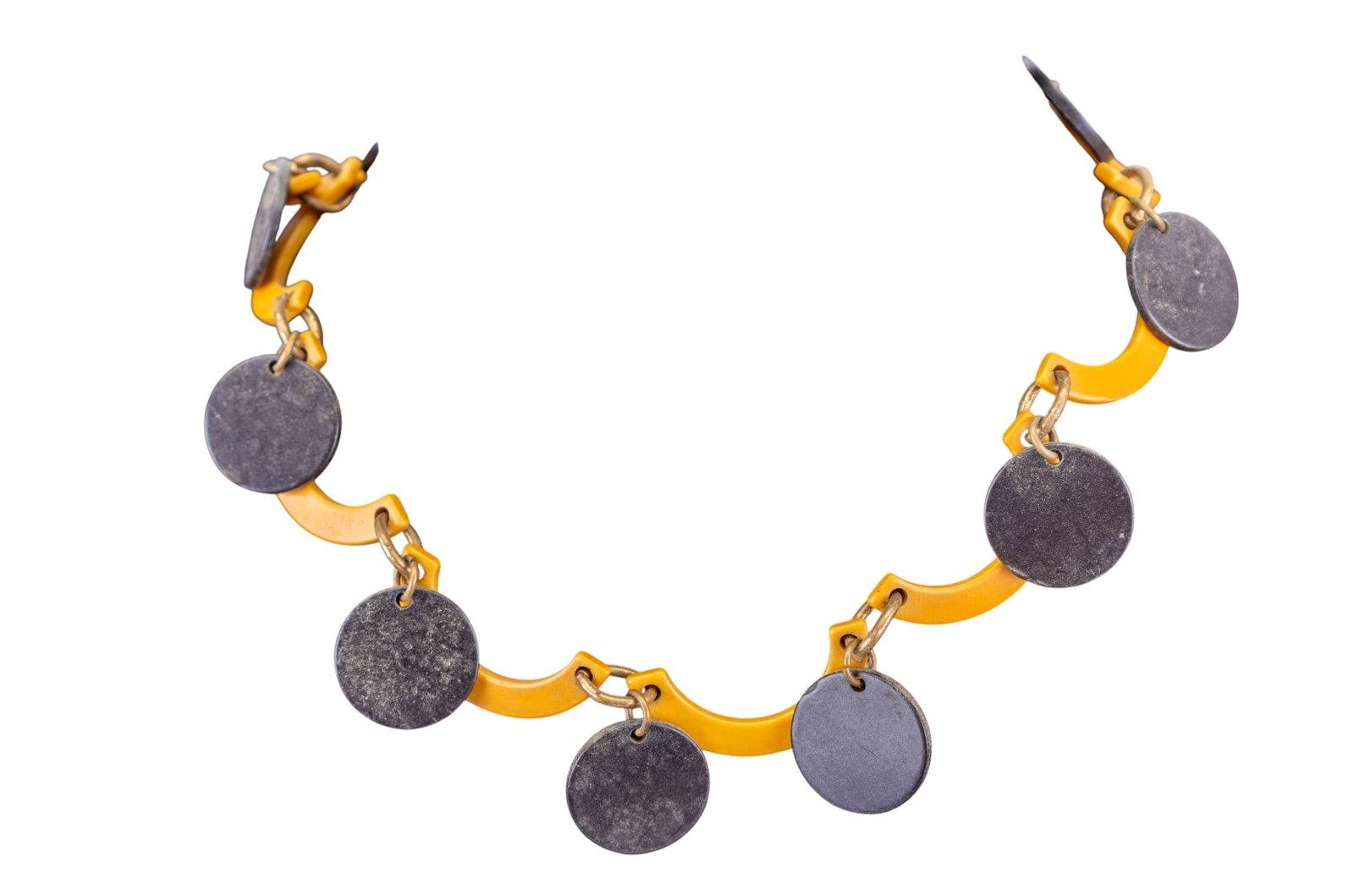 Yellow and Black Bakelite Necklace (1 of 3)