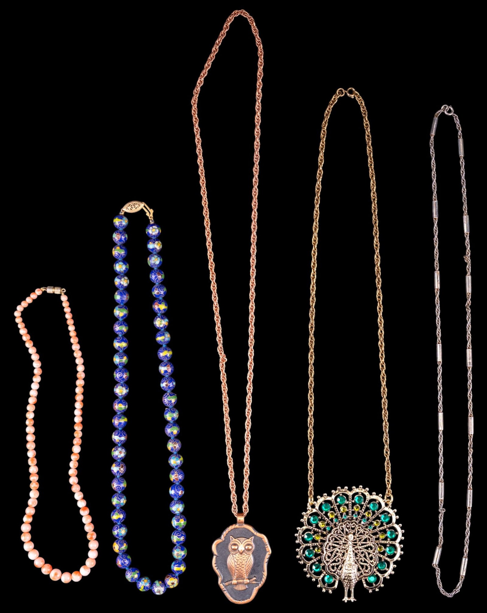 Peacock, Cloisonne, and Vintage Necklaces (1 of 9)
