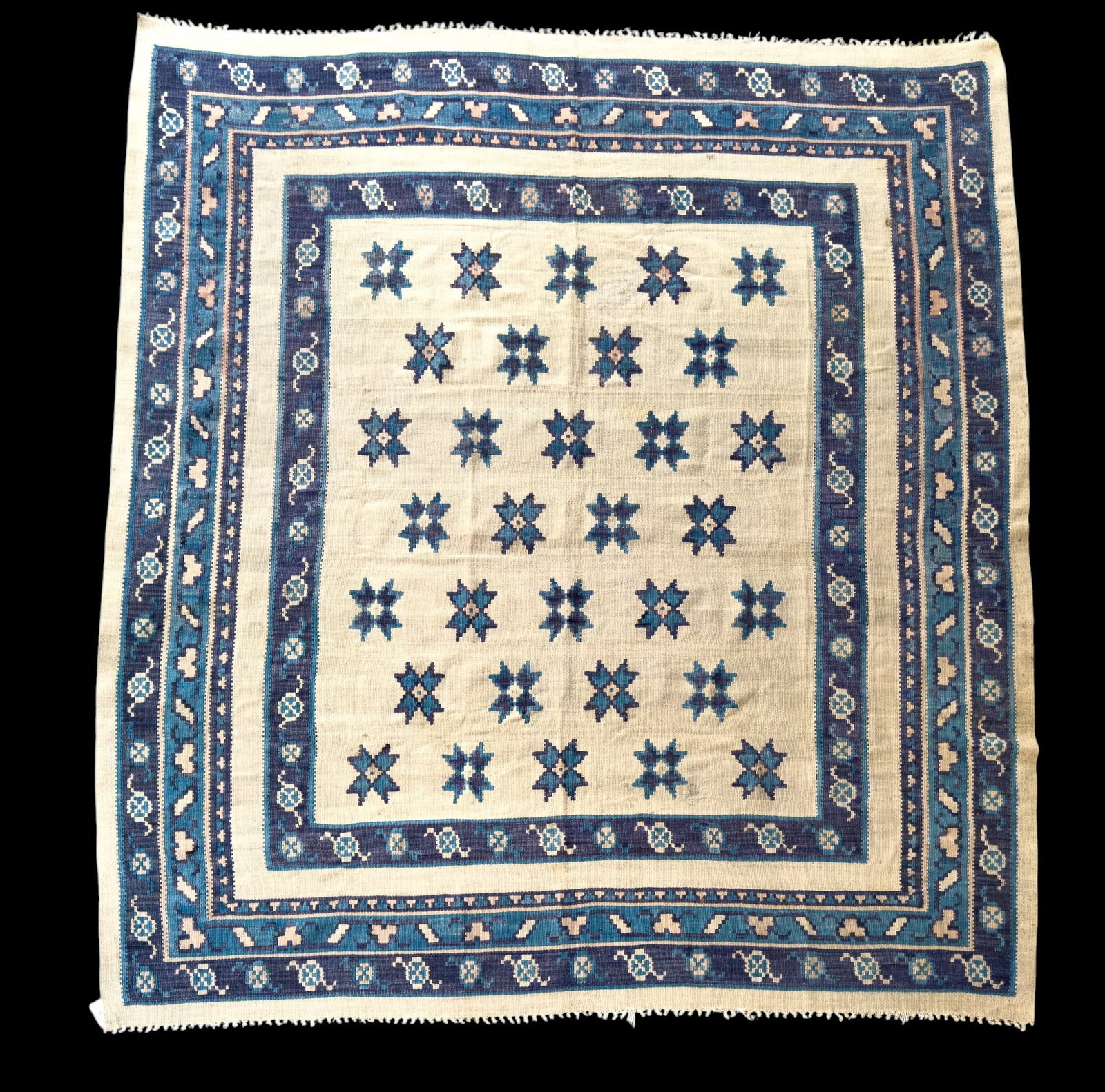 Semi-Antique Handmade Turkish Area Rug: Semi-antique. handmade Turkish area rug with geometric star motif. Measures approx. 7'5" x 8'9".