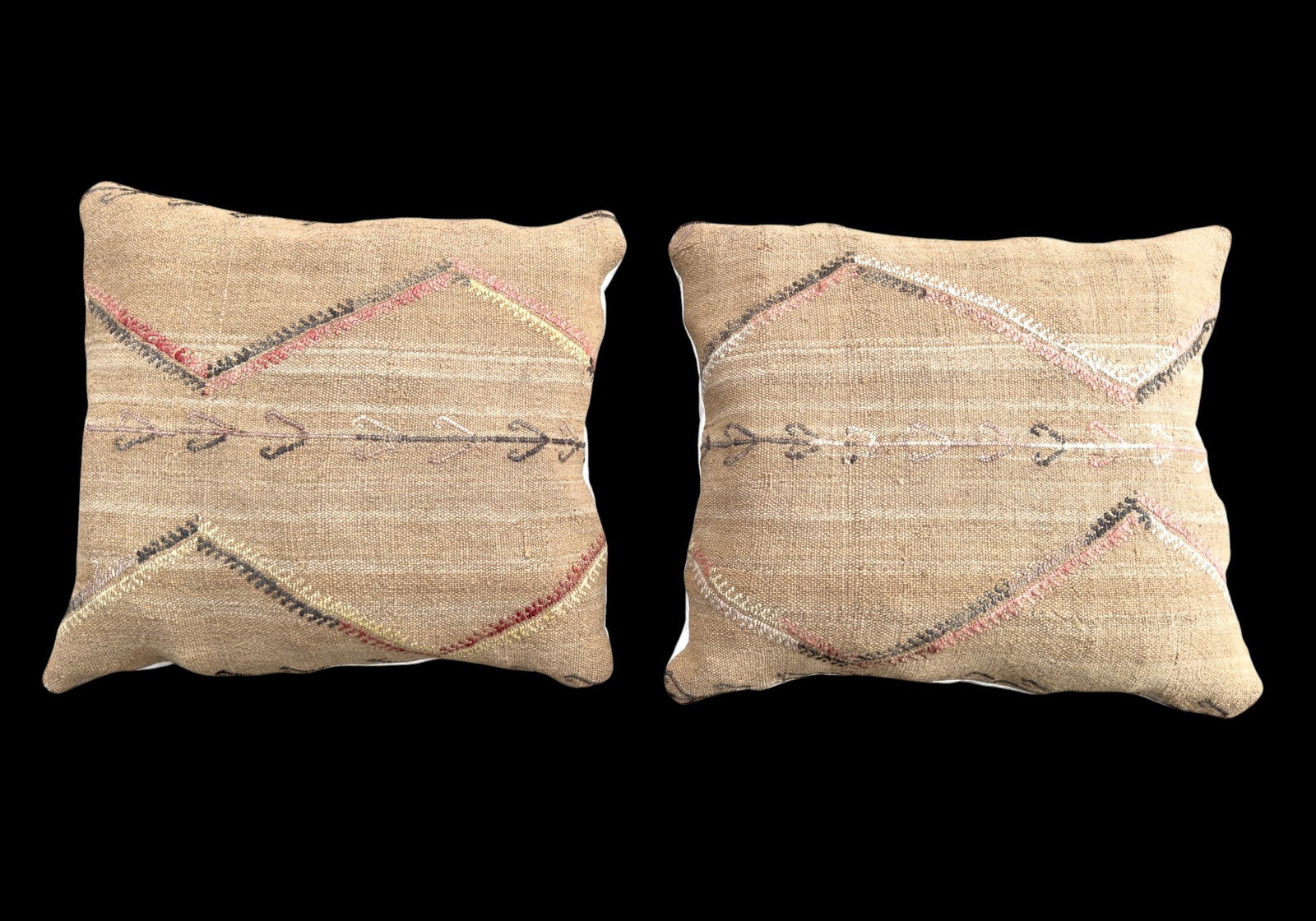 Pair of Antique Kilim Pillows: Pair of antique Turkish Kilim pillows. Each measures approx. 1'6" x 1'8".