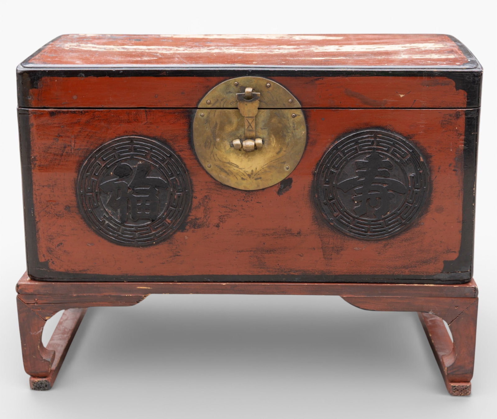 19th C Korean Red Lacquer Box on Frame (1 of 8)