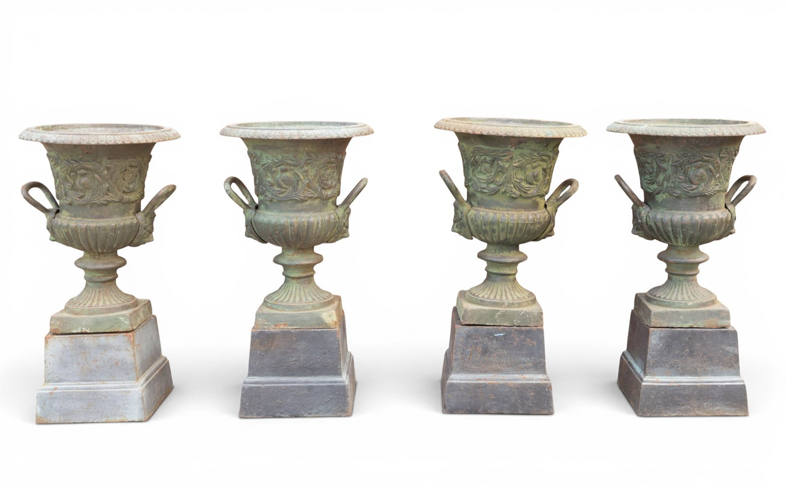 4 Cast Iron Urns w Bases (1 of 11)