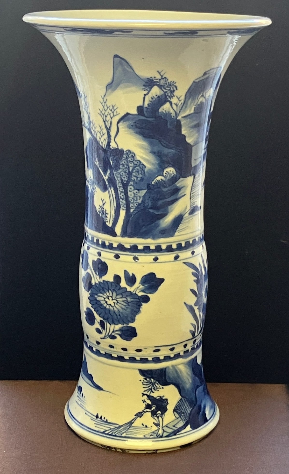 Chinese Blue & White Porcelain Gu Vase (1 of 6)