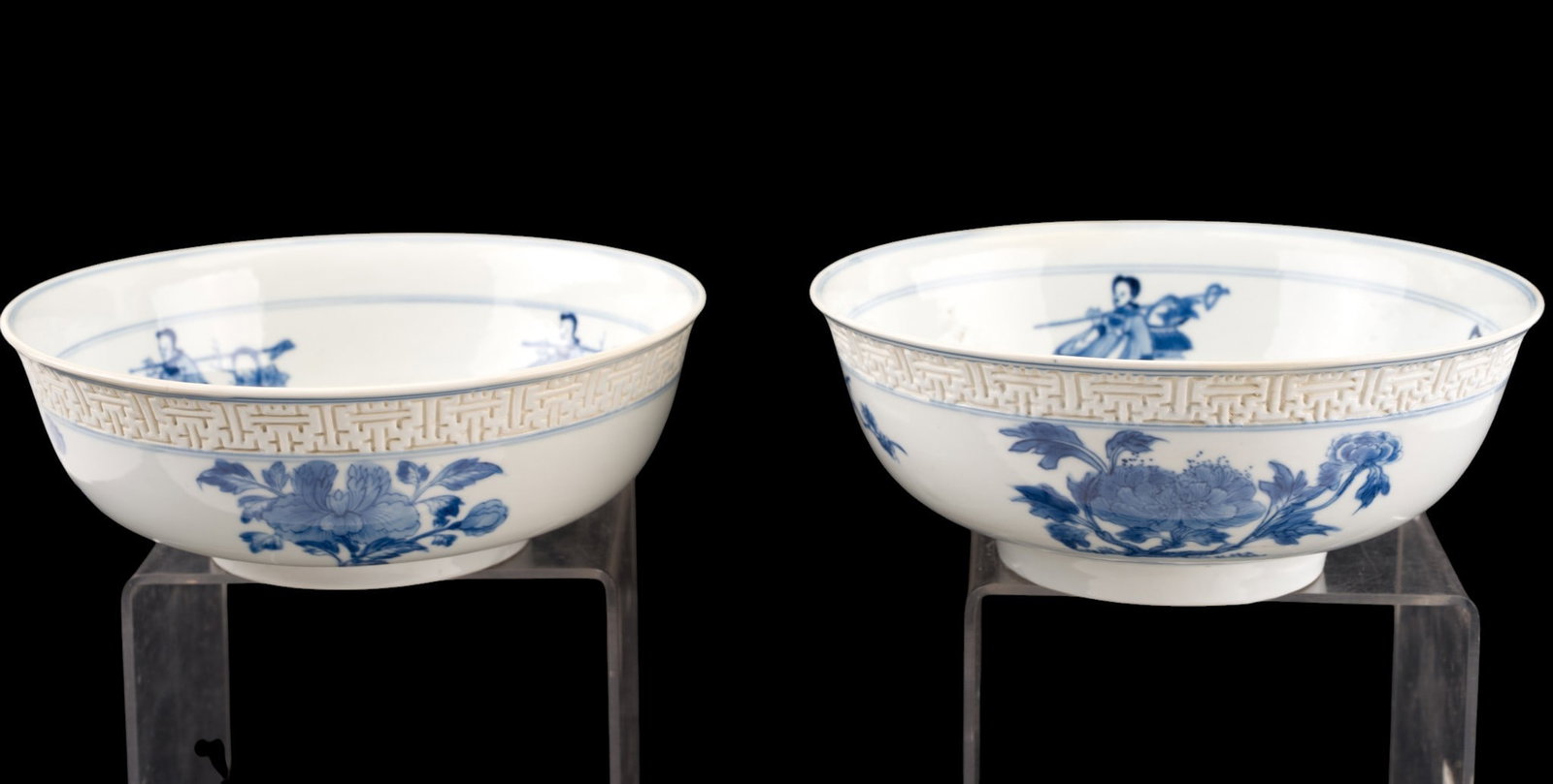 Pair of Chinese Blue & White Porcelain Bowls (1 of 8)