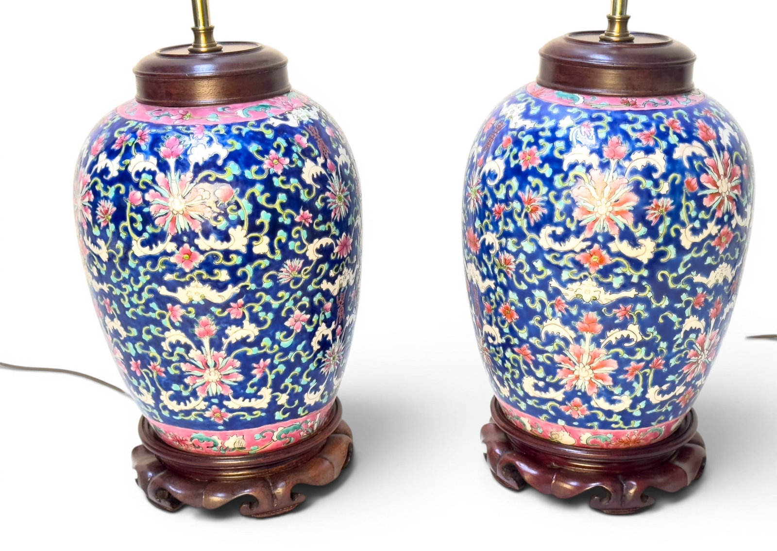 Pair of Decorative Asian Porcelain Lamps, Late 20C (1 of 9)