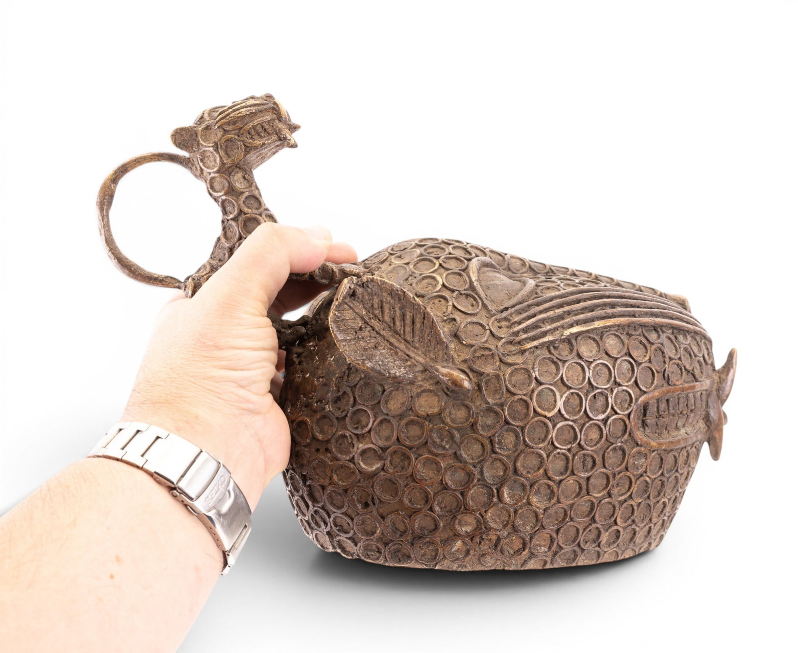 Benin Bronze Leopard Bust - 7