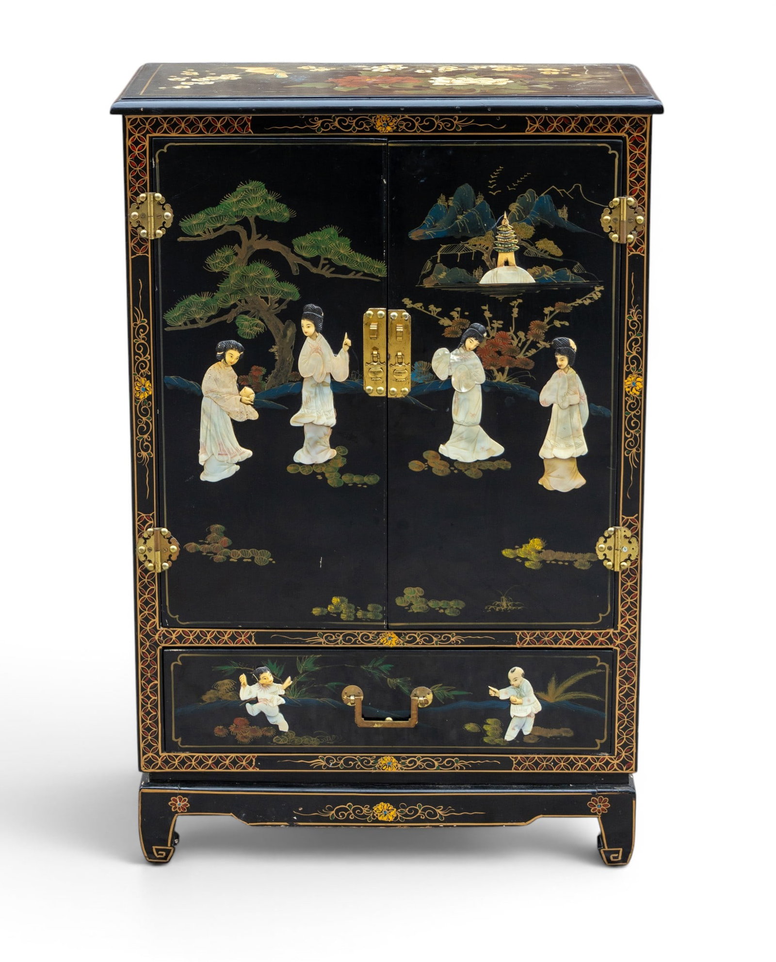 Chinese Lacquer Cabinet MOP & Natural Relief (1 of 13)