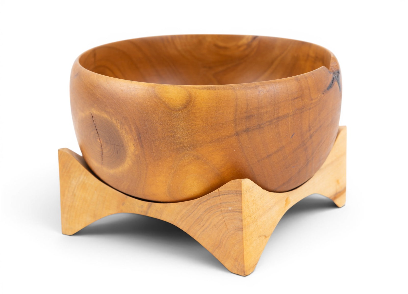Artisan Turned Wood Bowl w/ Stand (1 of 6)