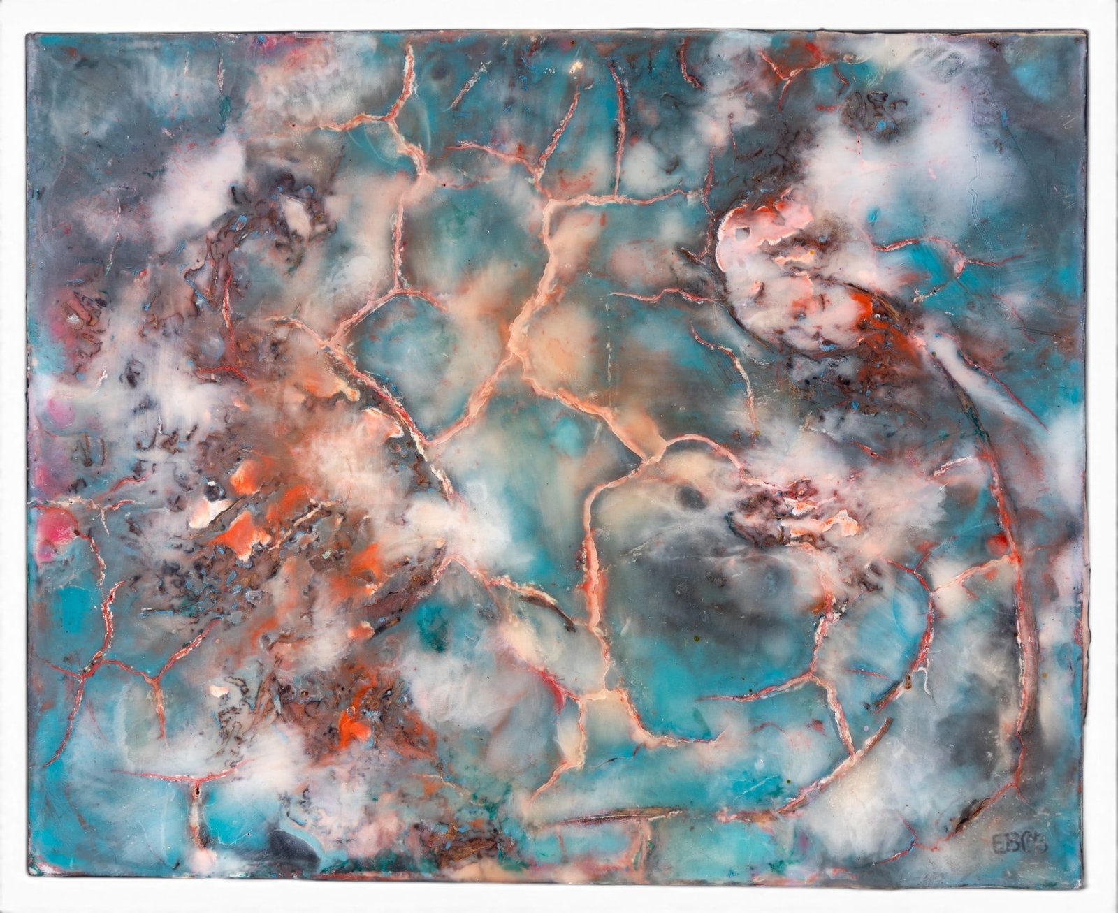 Encaustic Art 'Nocturn #5' by E. B. C. Brown: A small encaustic painting on board titled 'Nocturn #5' by contemporary artist E. B. C. Brown. Signed on the reverse. Measures approx. 10" W x 8" H.
