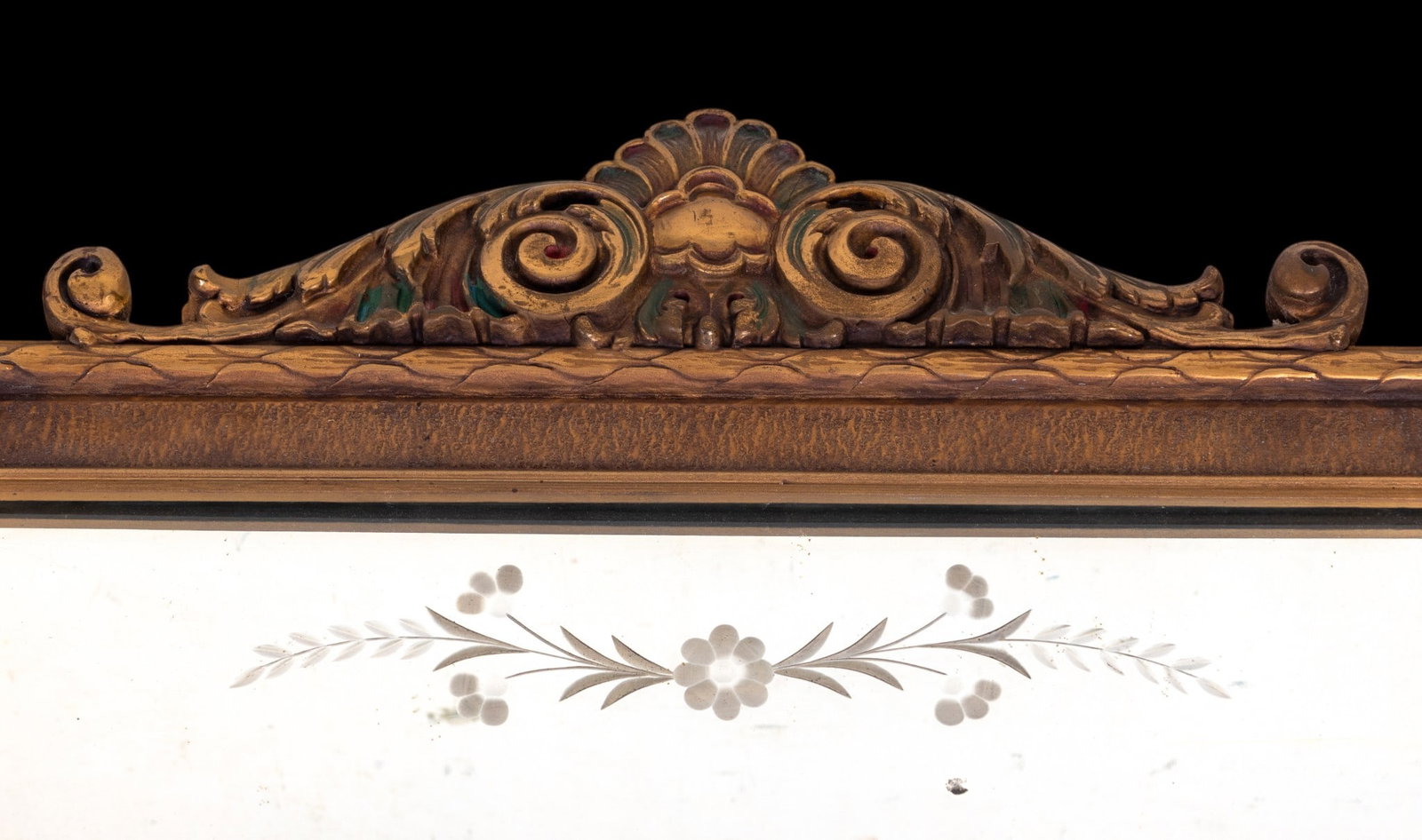 20th C Etched 3-Panel Buffet Mirror - 2