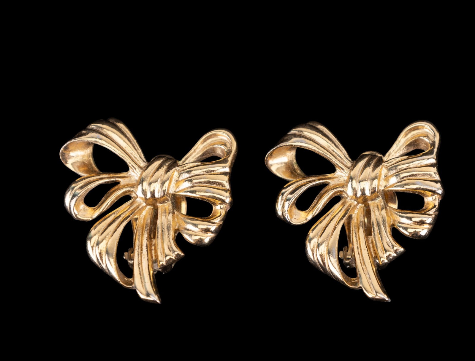 Givenchy Clip Earrings: Vintage gold tone signed Givenchy large bow clip earrings