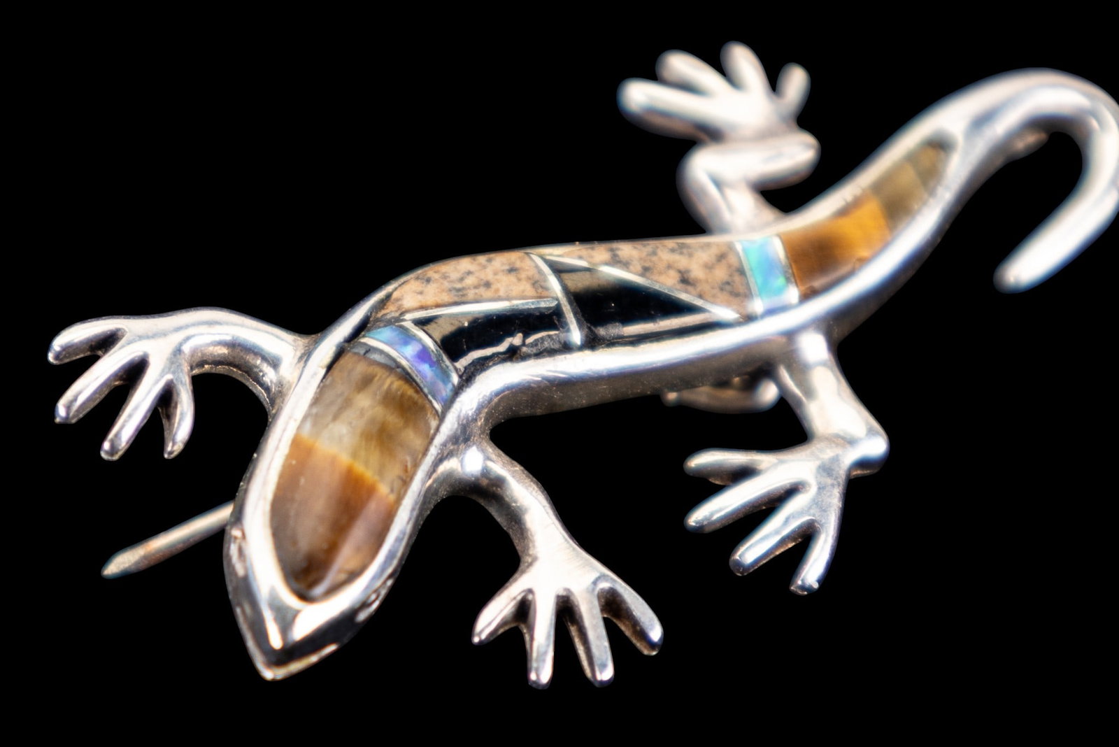 Native Sterling Lizard Pin - 4