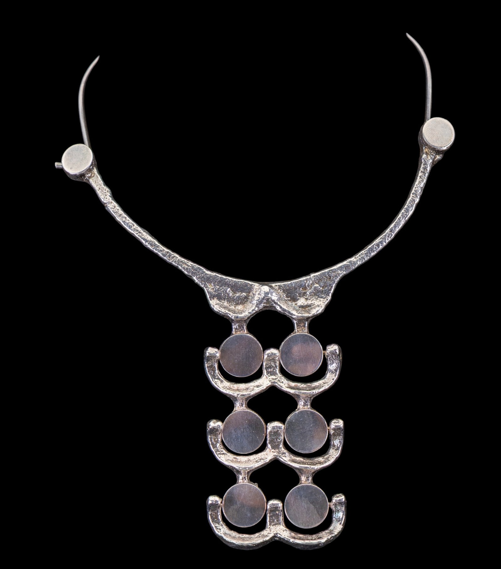 Jacob Hull Denmark Necklace: Mid Century Modern Signed B+D, Jacob Hull, Denmark collar/choker necklace with large pendant (attached).