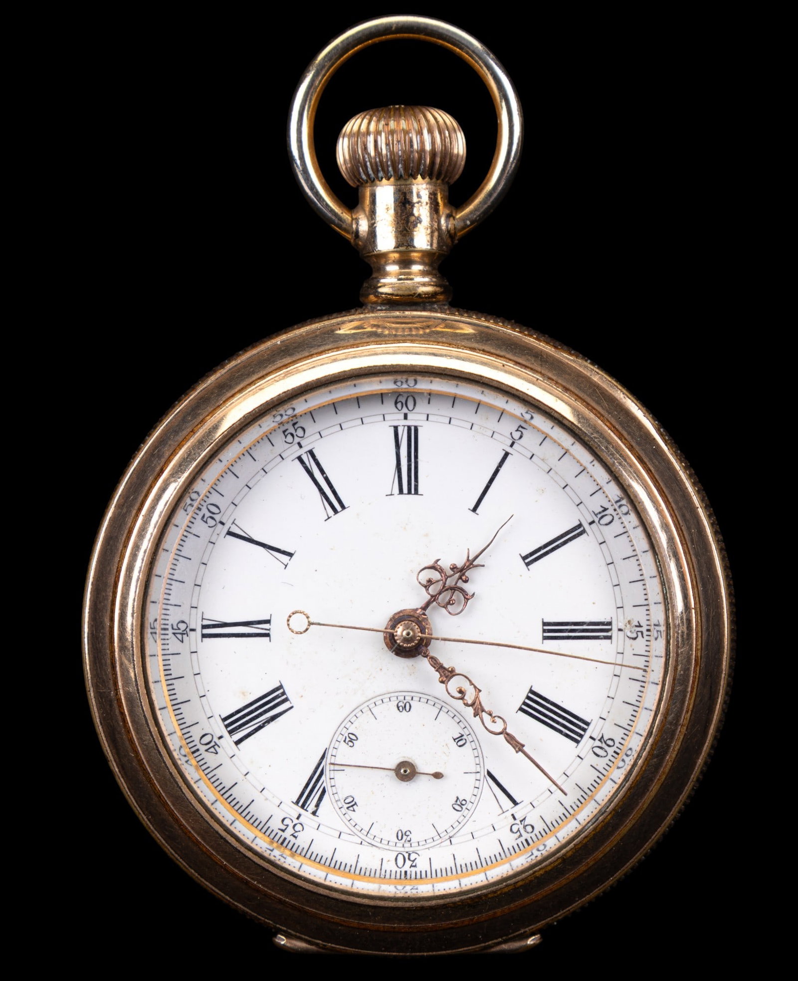 Antique Pocketwatch (w/ Relief Horse Back Cover): Possibly Swiss Pocketwatch in "White Star" gold filled case; gold numeral hands and second sweep dial (good working condition). Marked Swiss inside. Inside cover marked White Star A 248605.