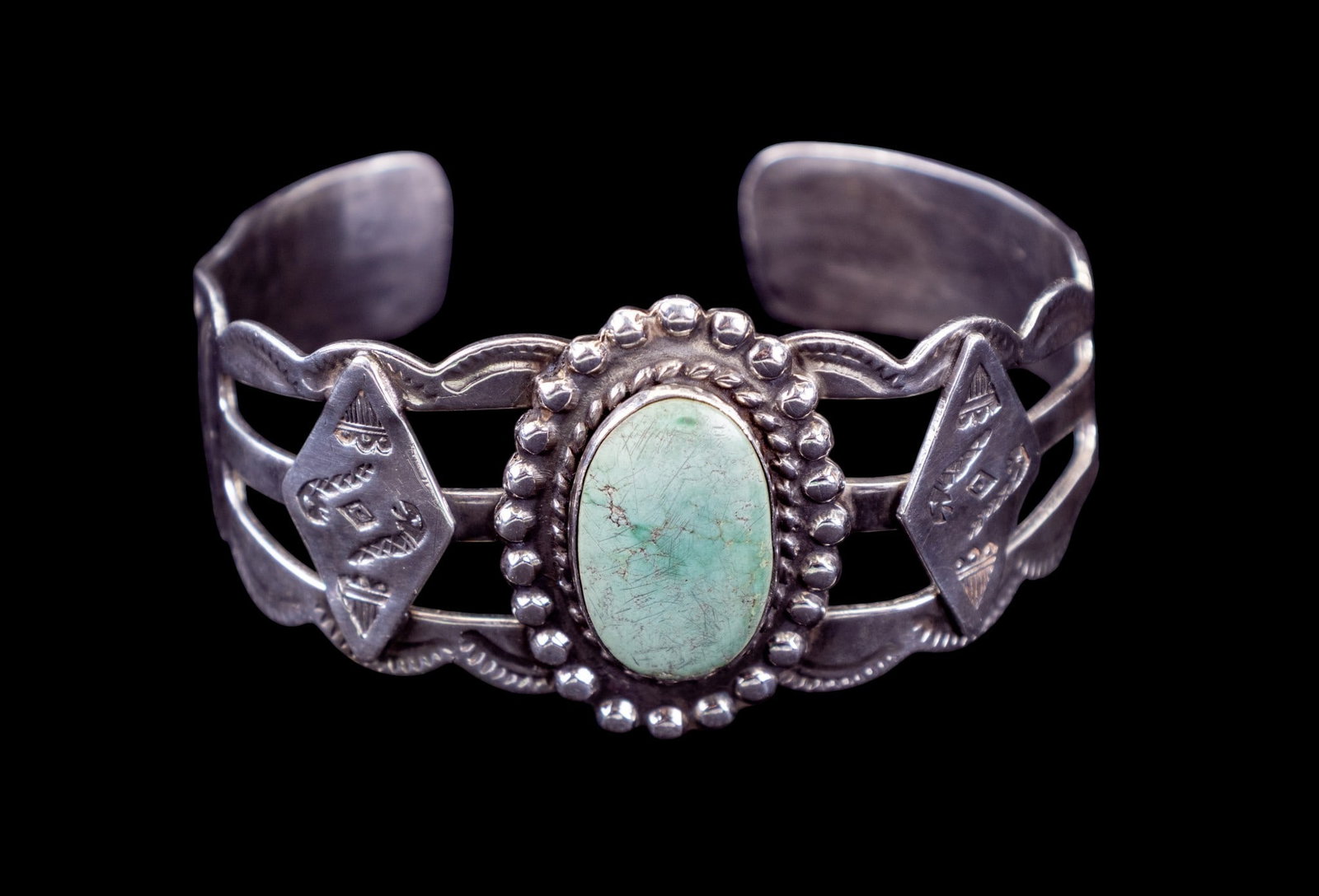 Sterling Engraved Native American Cuff Bracelet (1 of 6)