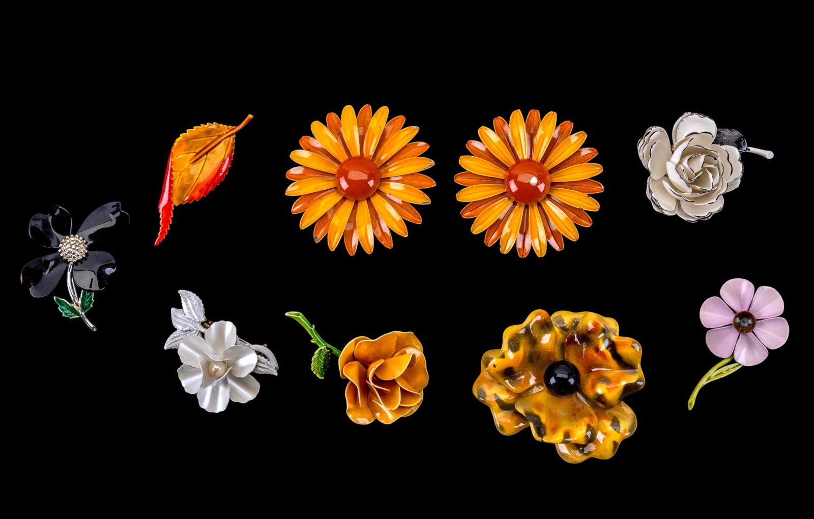 Mod Daisy and Flower Pin Collection: Includes a large variety of mod and vintage pins.