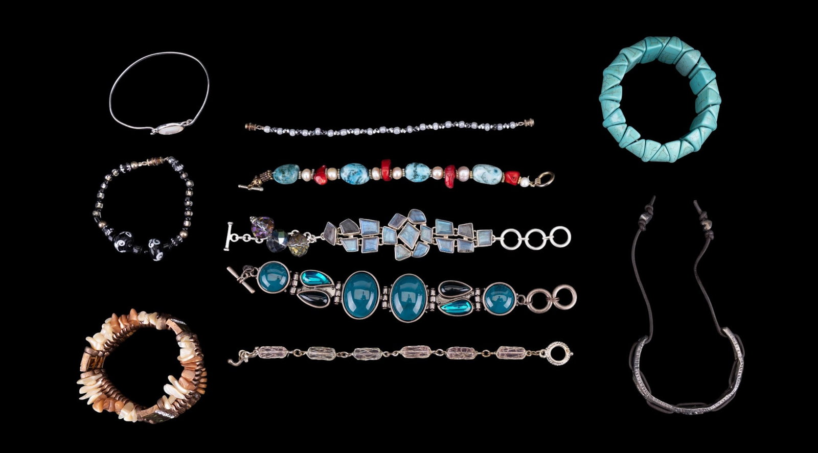 Natural Stone and Art Glass Bracelets (1 of 6)