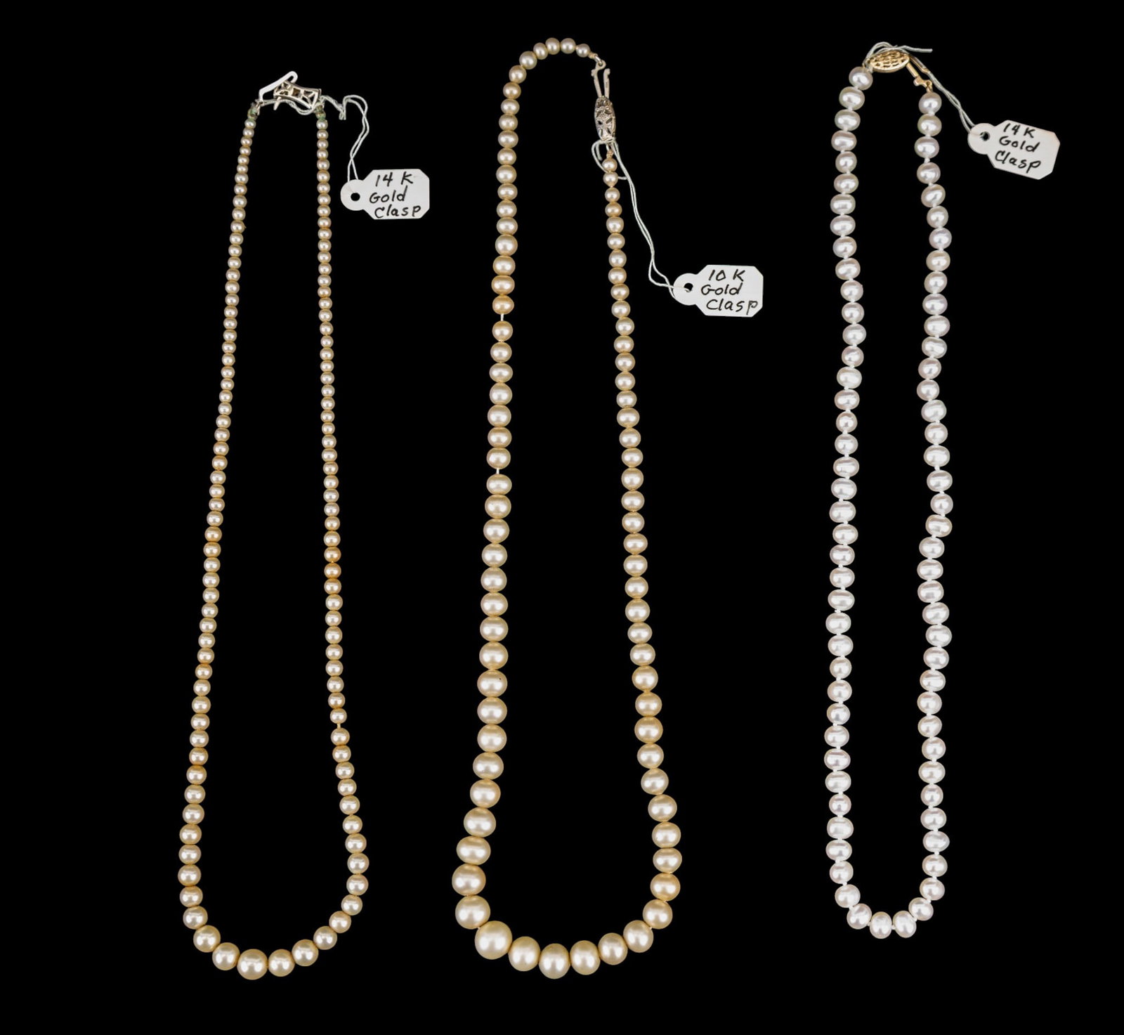 Pearl Necklaces with Gold Clasps (1 of 8)