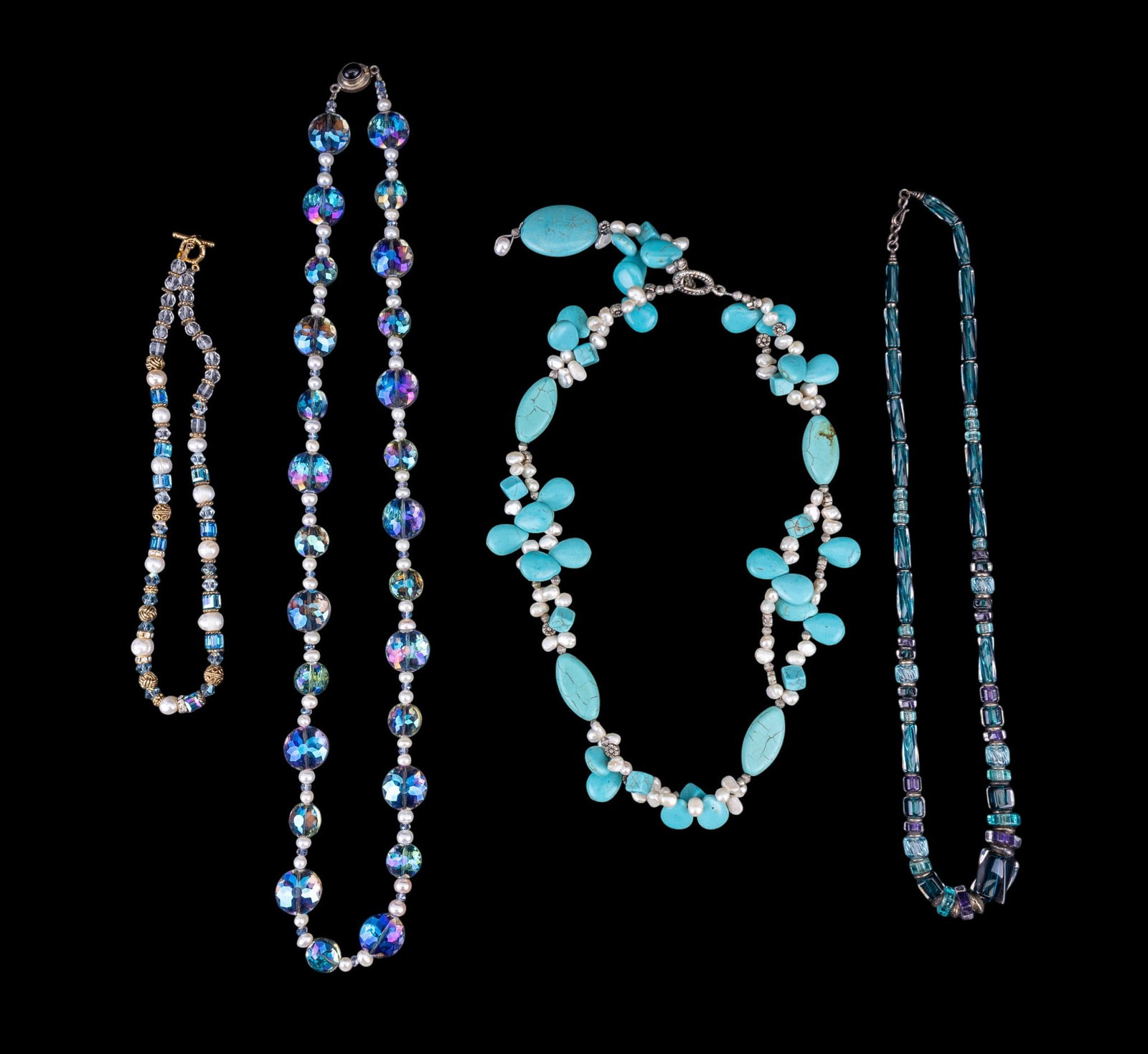 Art Glass, Pearl, & Howlite Necklaces (1 of 9)
