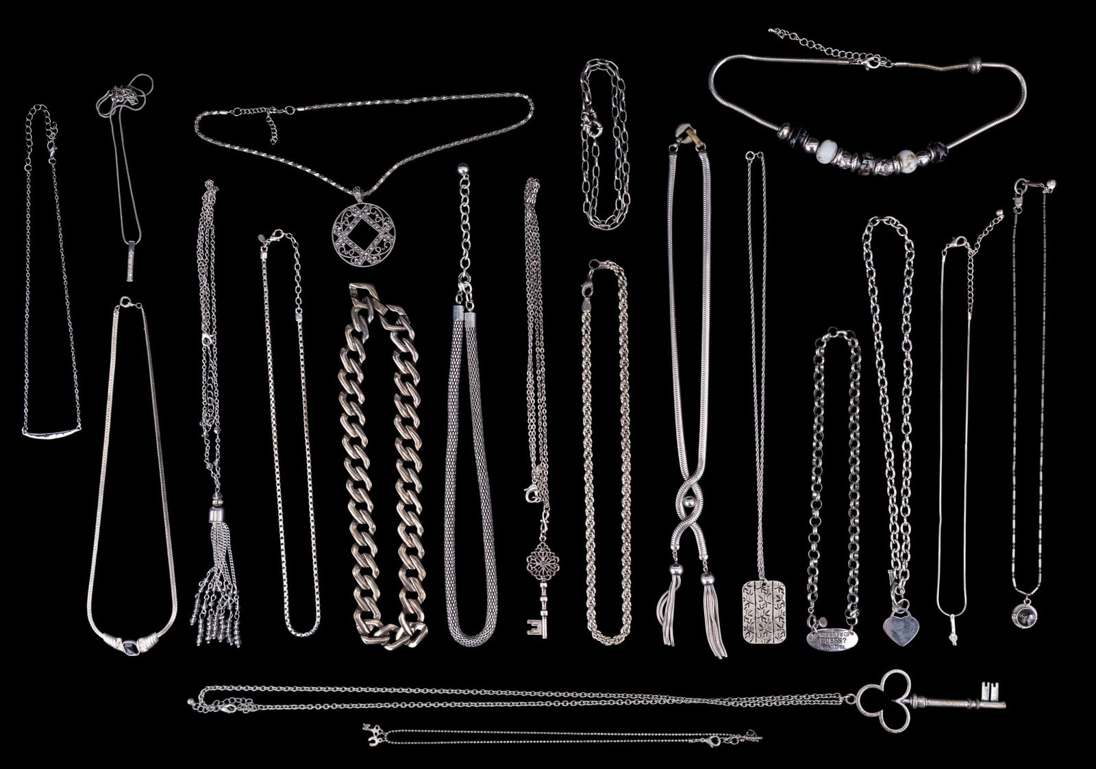 Silver Tone Statement Necklaces: Twenty silver tone statement necklaces