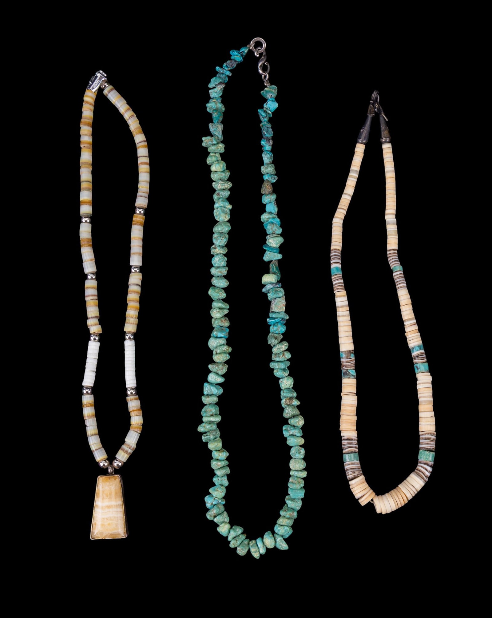 Turquoise Agate Shell Necklaces, 925 Clasps (1 of 8)