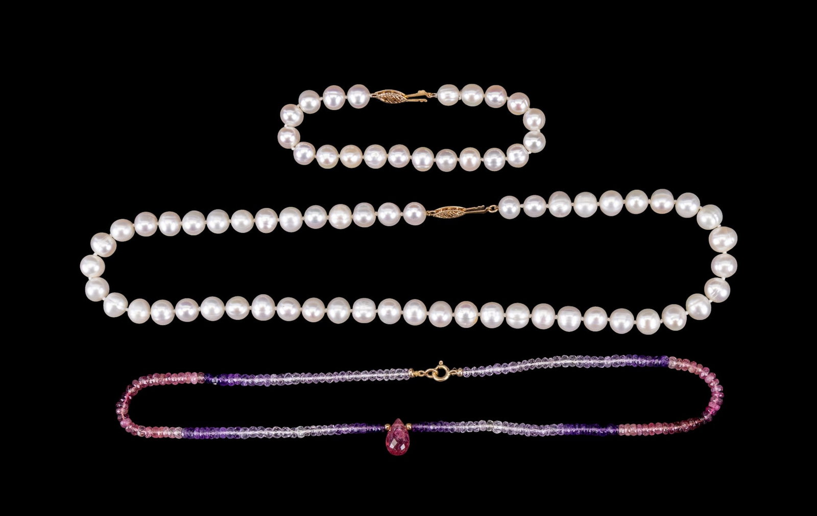 Cultured Pearl and Amethyst Jewelry, 14K Clasps (1 of 6)