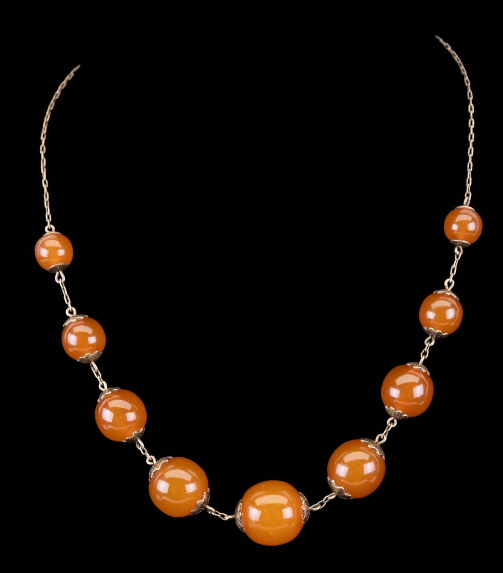 Soviet 875 Silver Amber Graduated Necklace (1 of 4)