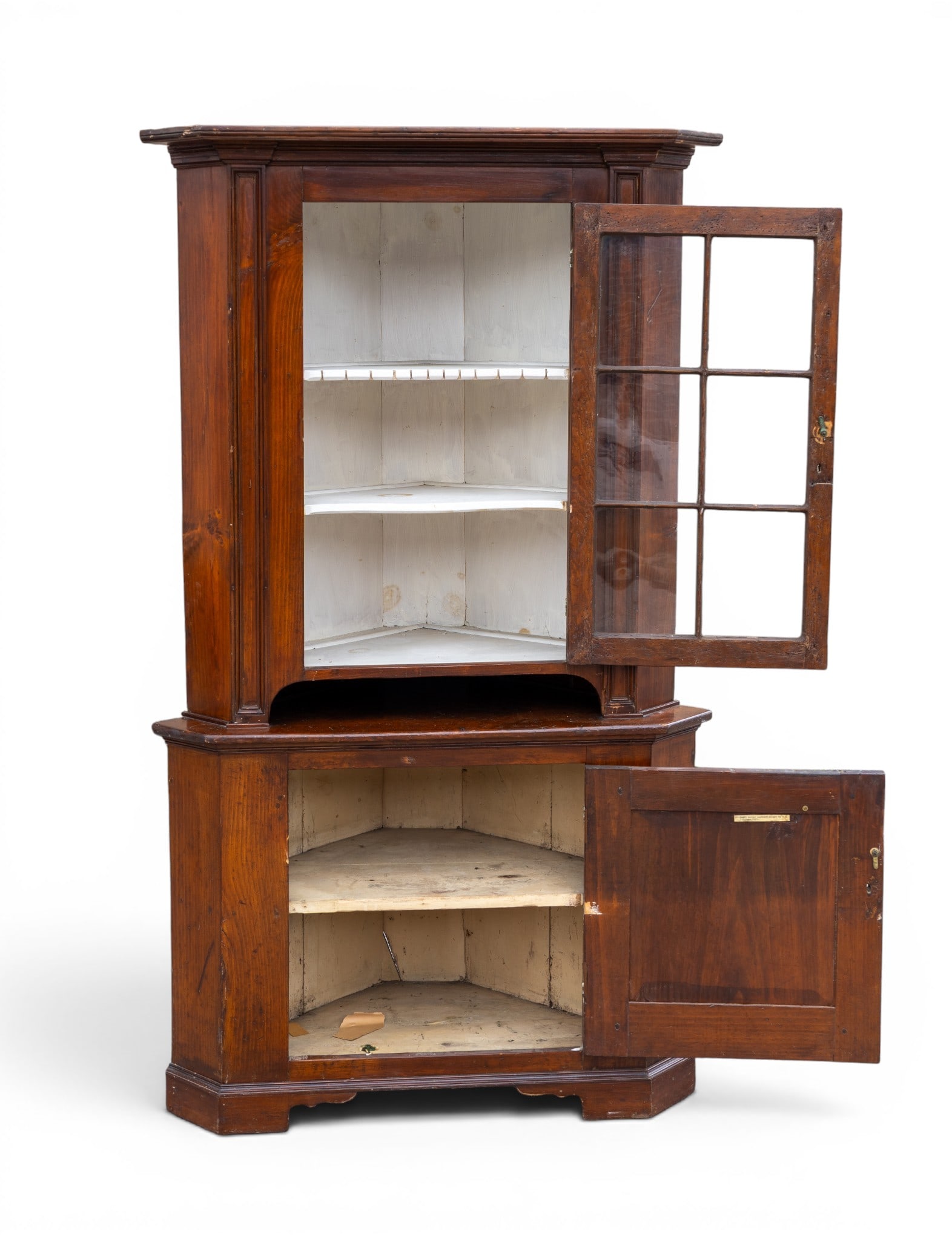 18thC/19C Cherry Corner Cabinet, 2 Pcs - 2