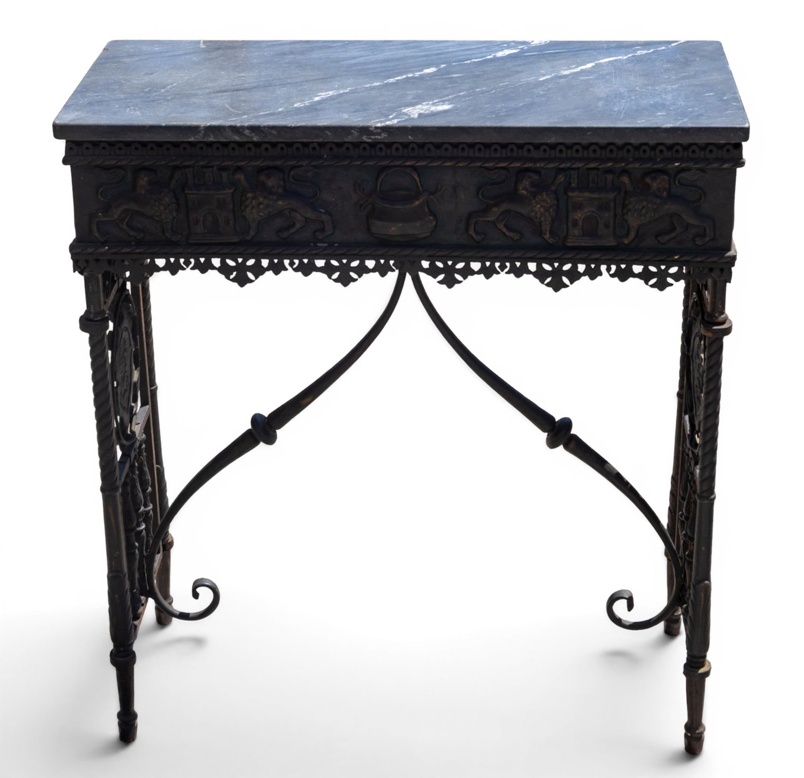 Wrought Iron Marble Top Console Table (1 of 8)