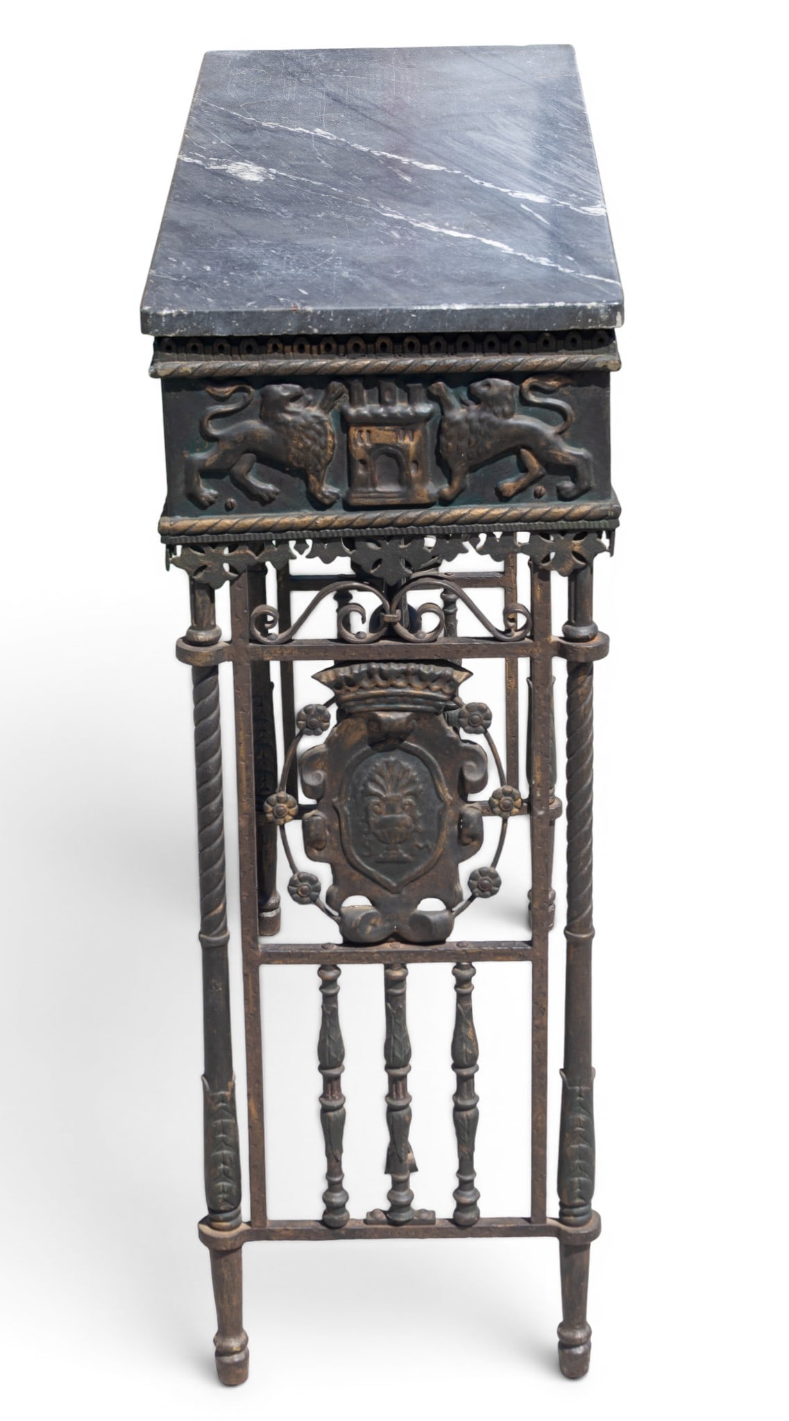 Wrought Iron Marble Top Console Table - 7