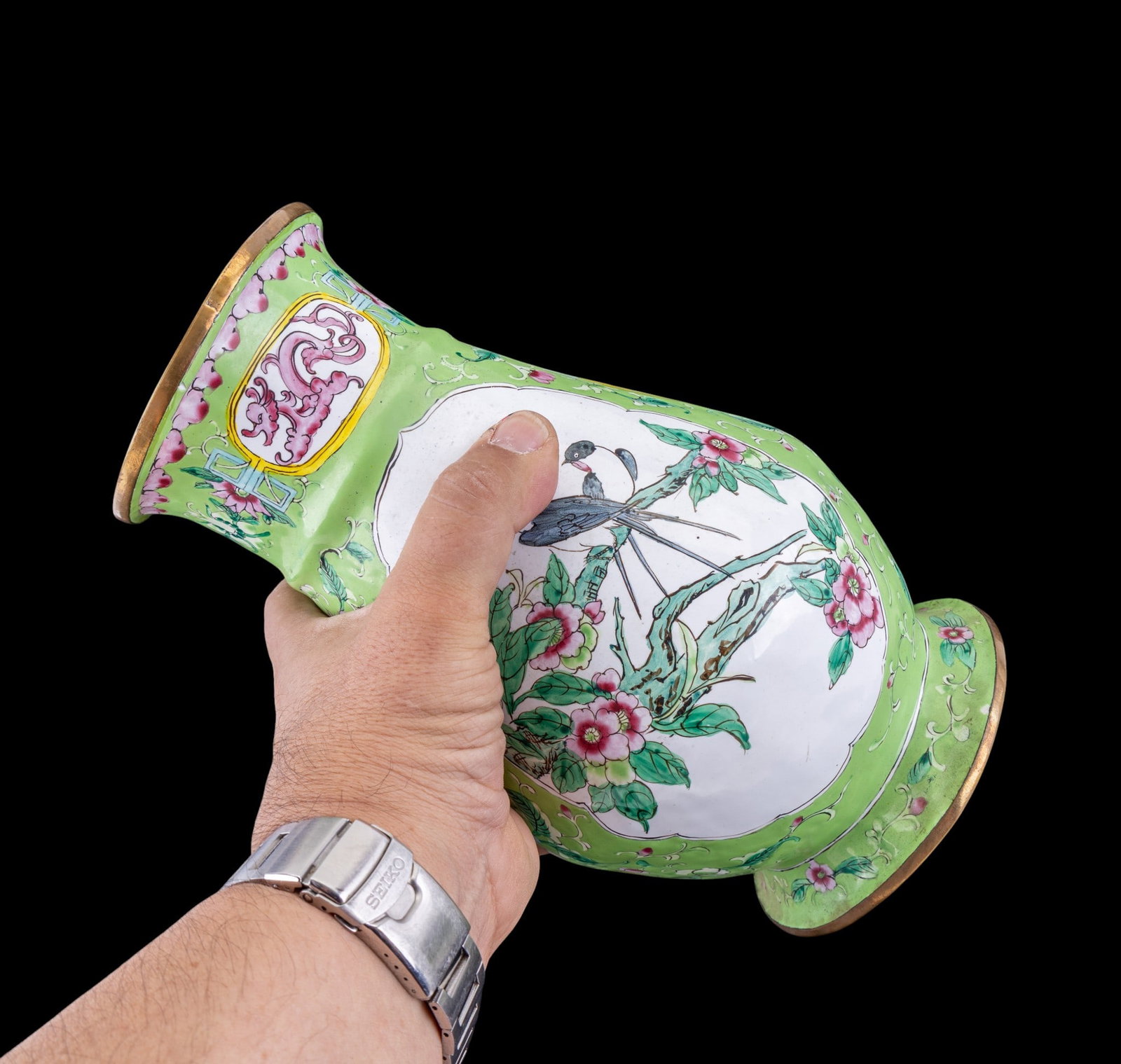 Vintage Chinese Enamel Brass Vases - 10