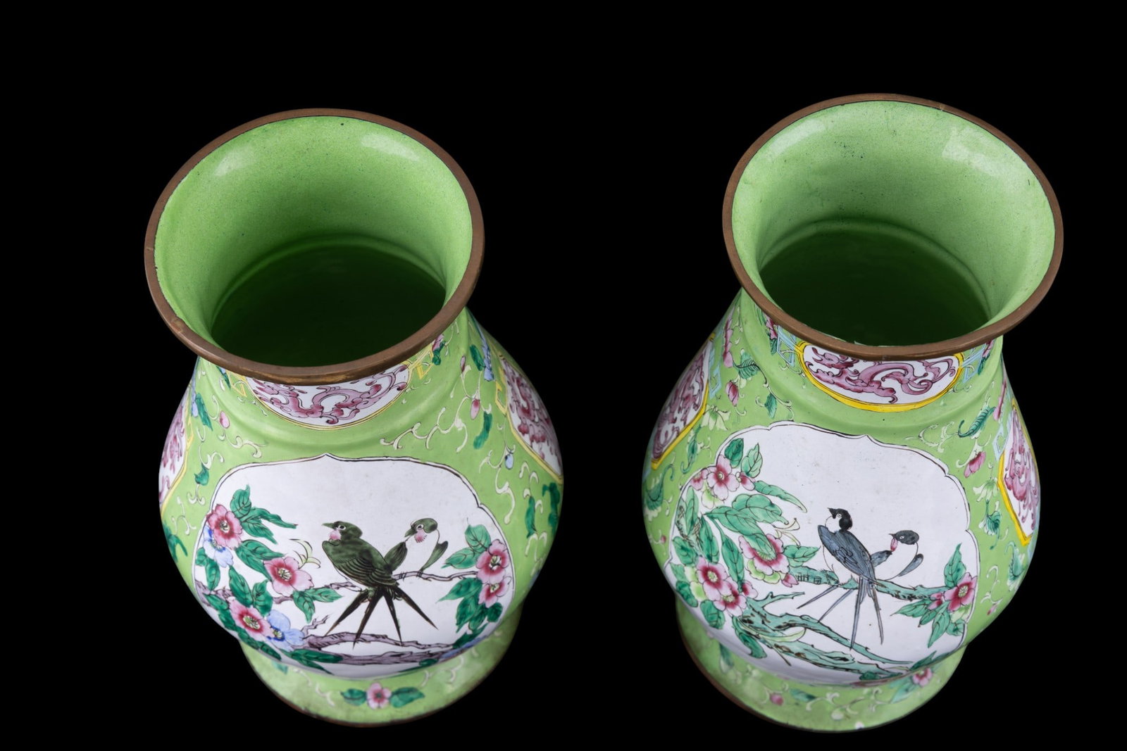 Vintage Chinese Enamel Brass Vases - 6