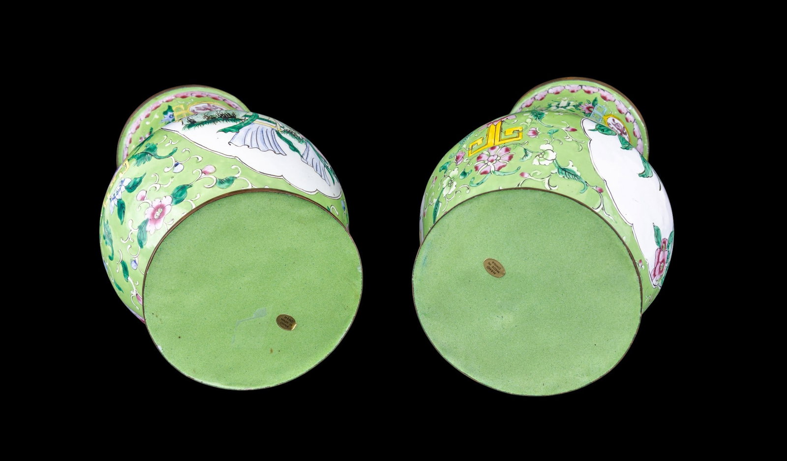 Vintage Chinese Enamel Brass Vases - 8