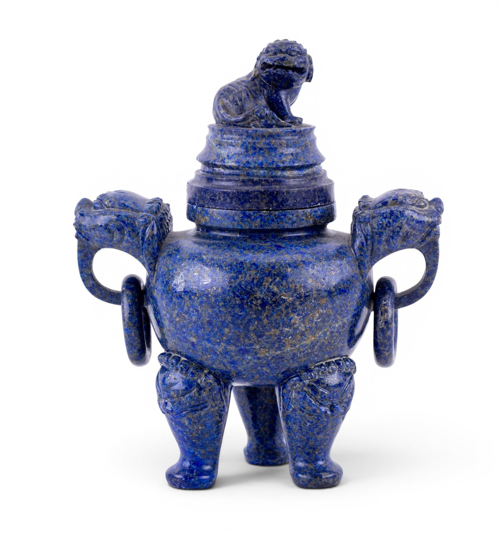 Chinese Carved Lapis Lazuli Footed Censer (1 of 9)