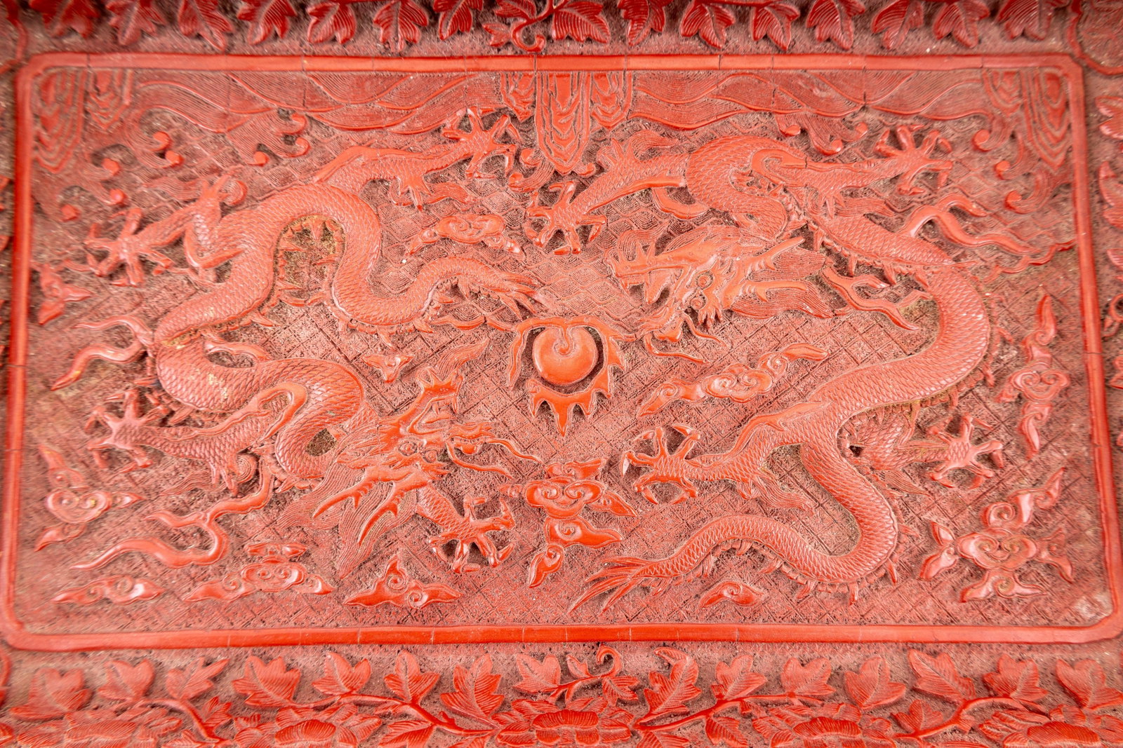 Chinese Cinnabar Tray, Marble MOP Plaque - 11