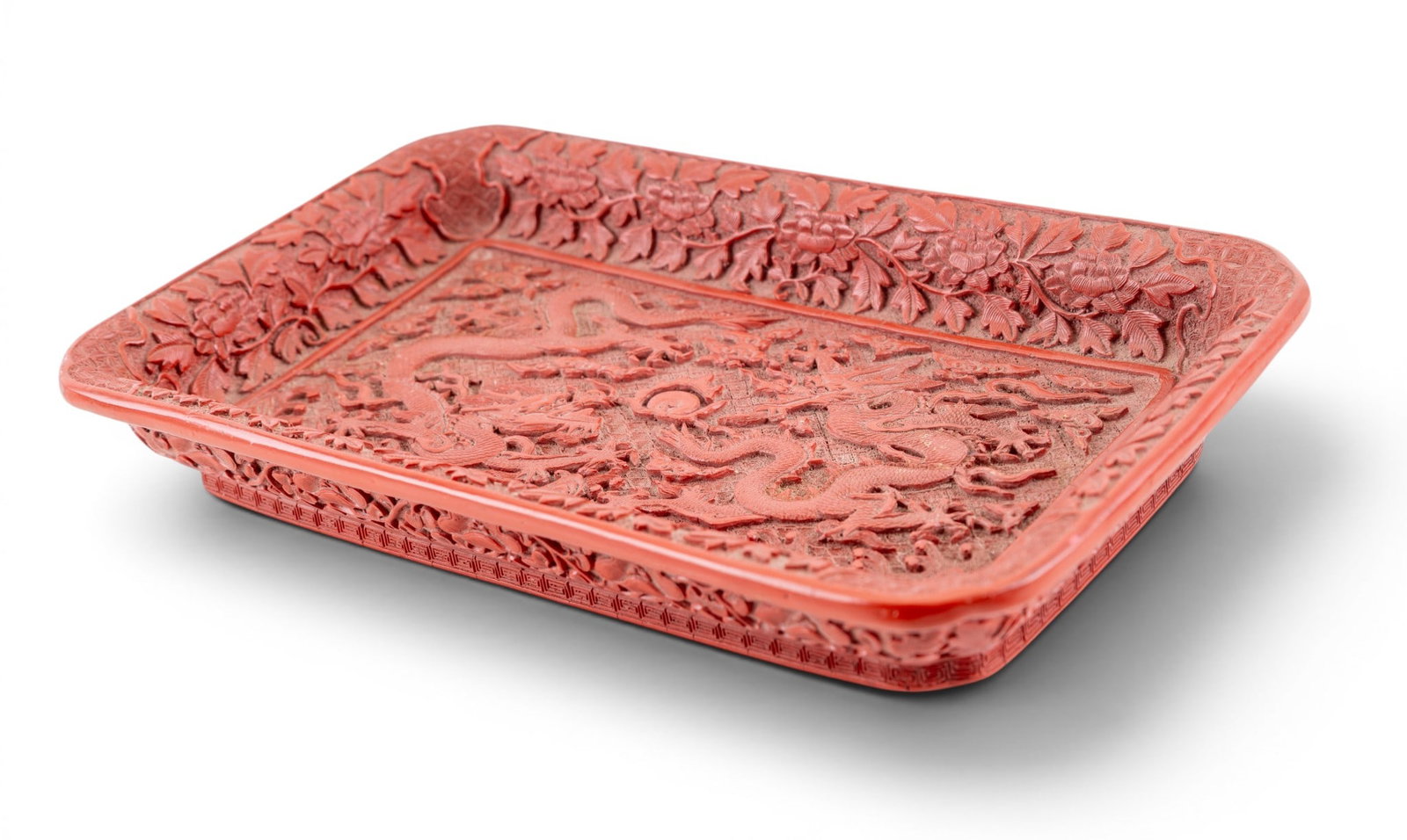 Chinese Cinnabar Tray, Marble MOP Plaque - 2