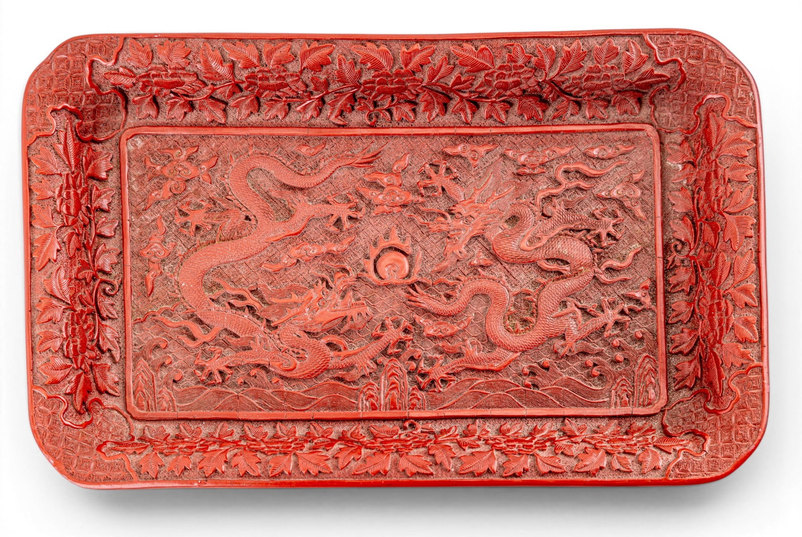 Chinese Cinnabar Tray, Marble MOP Plaque - 3