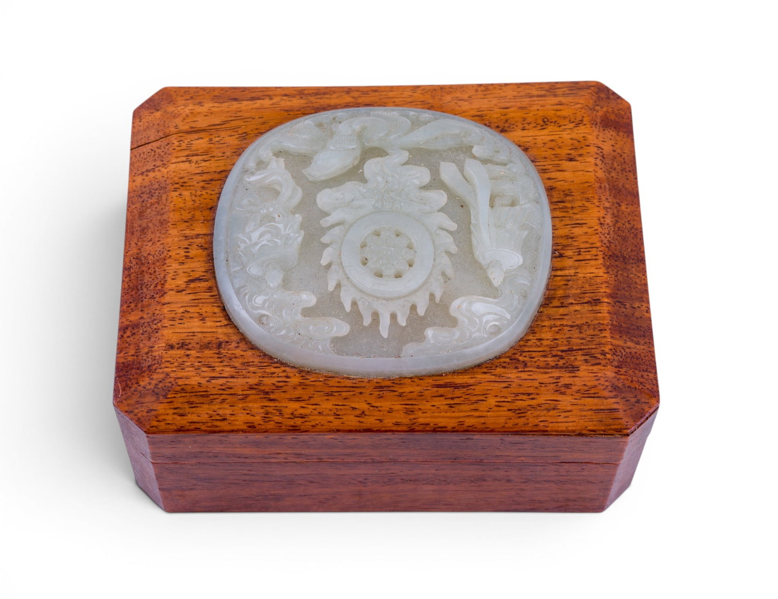 Chinese Carved Jade Medallion Lidded Box (1 of 8)