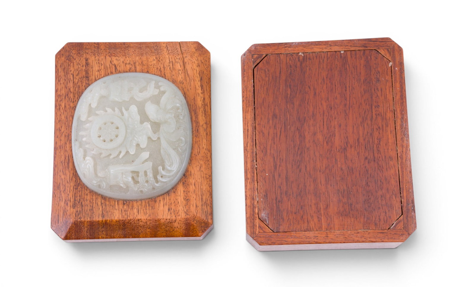 Chinese Carved Jade Medallion Lidded Box - 6