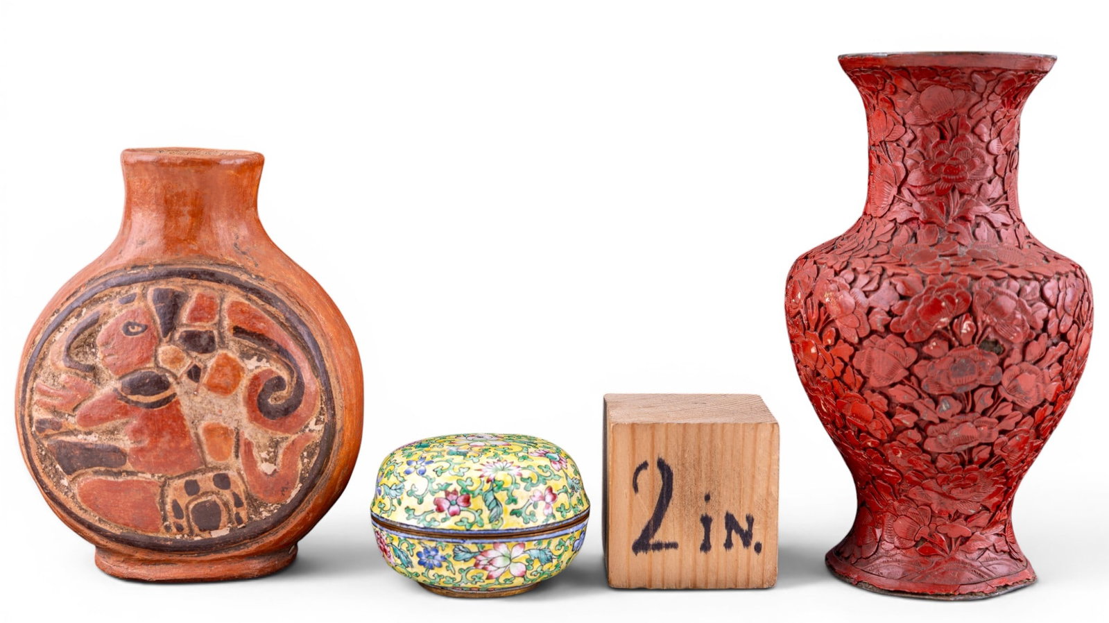 Cinnabar Vase, Canton Box, Mexican Vase - 19